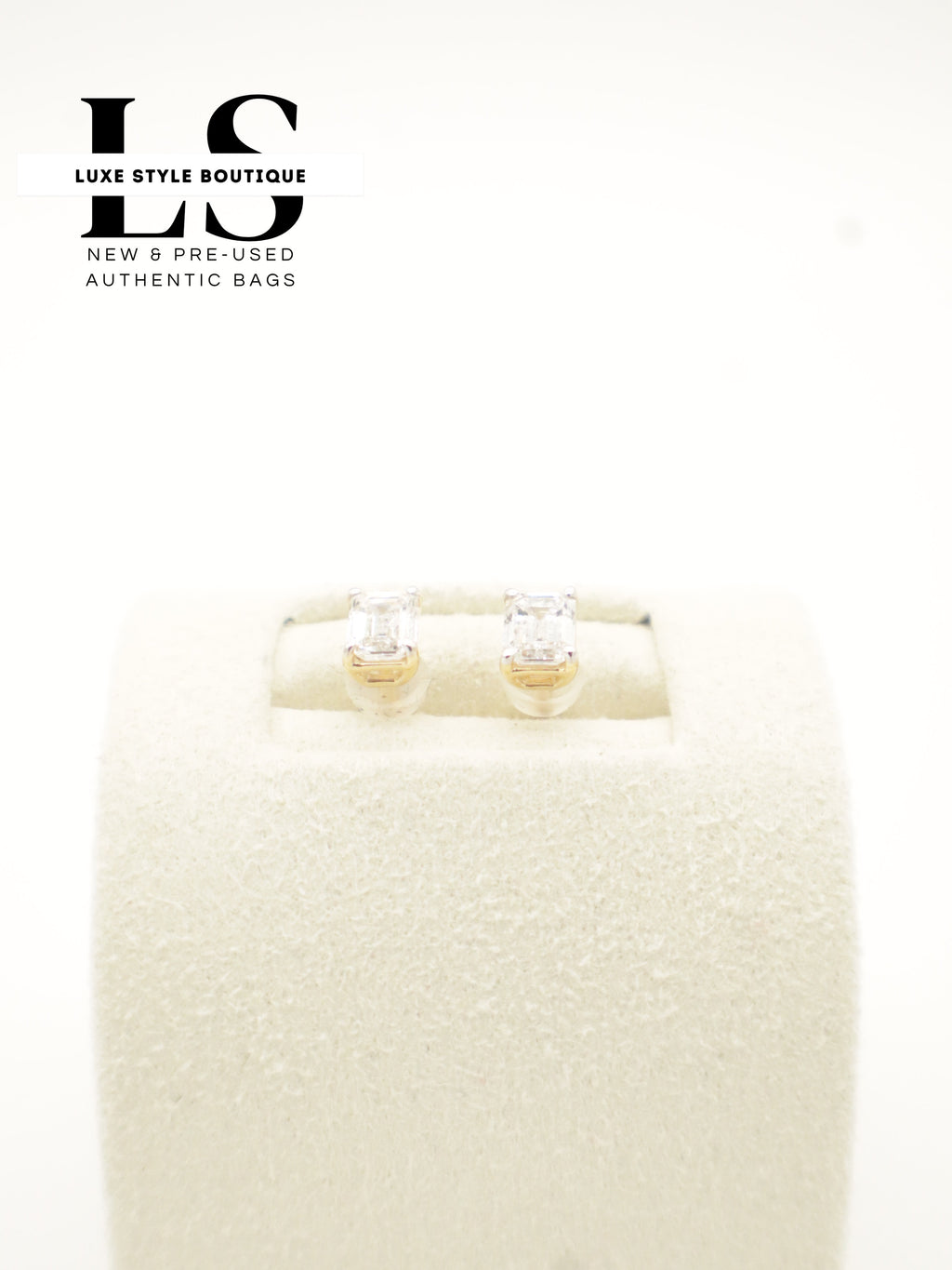 Earrings Gold 18K Emerald Cut LAB Diamonds 1CT