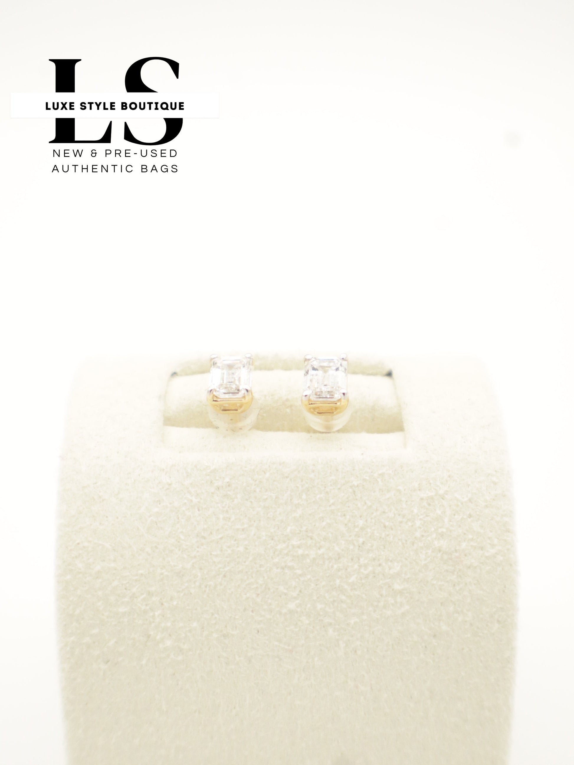 Earrings Gold 18K Emerald Cut LAB Diamonds 1CT