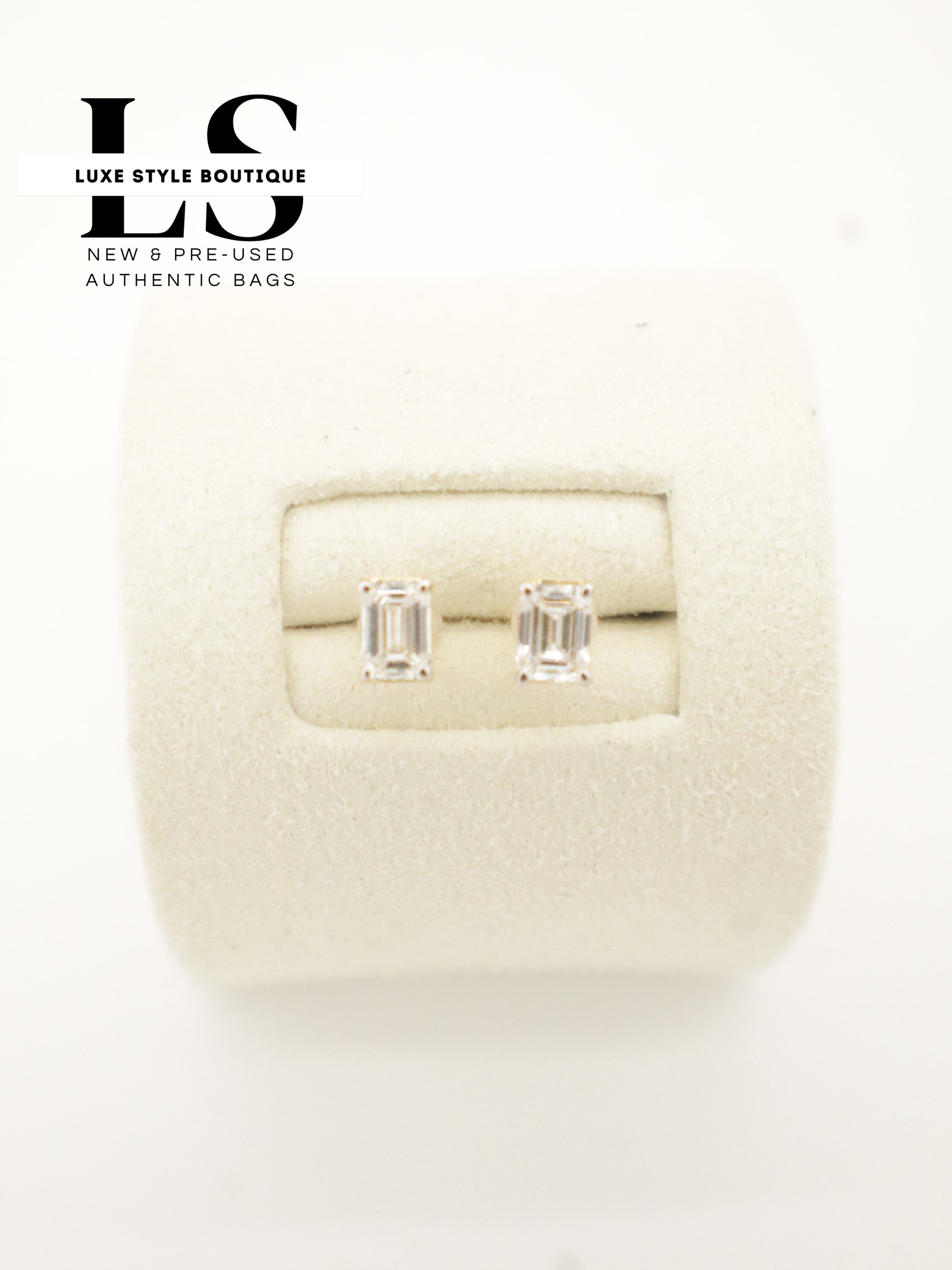 Earrings Gold 18K Emerald Cut LAB Diamonds 1CT