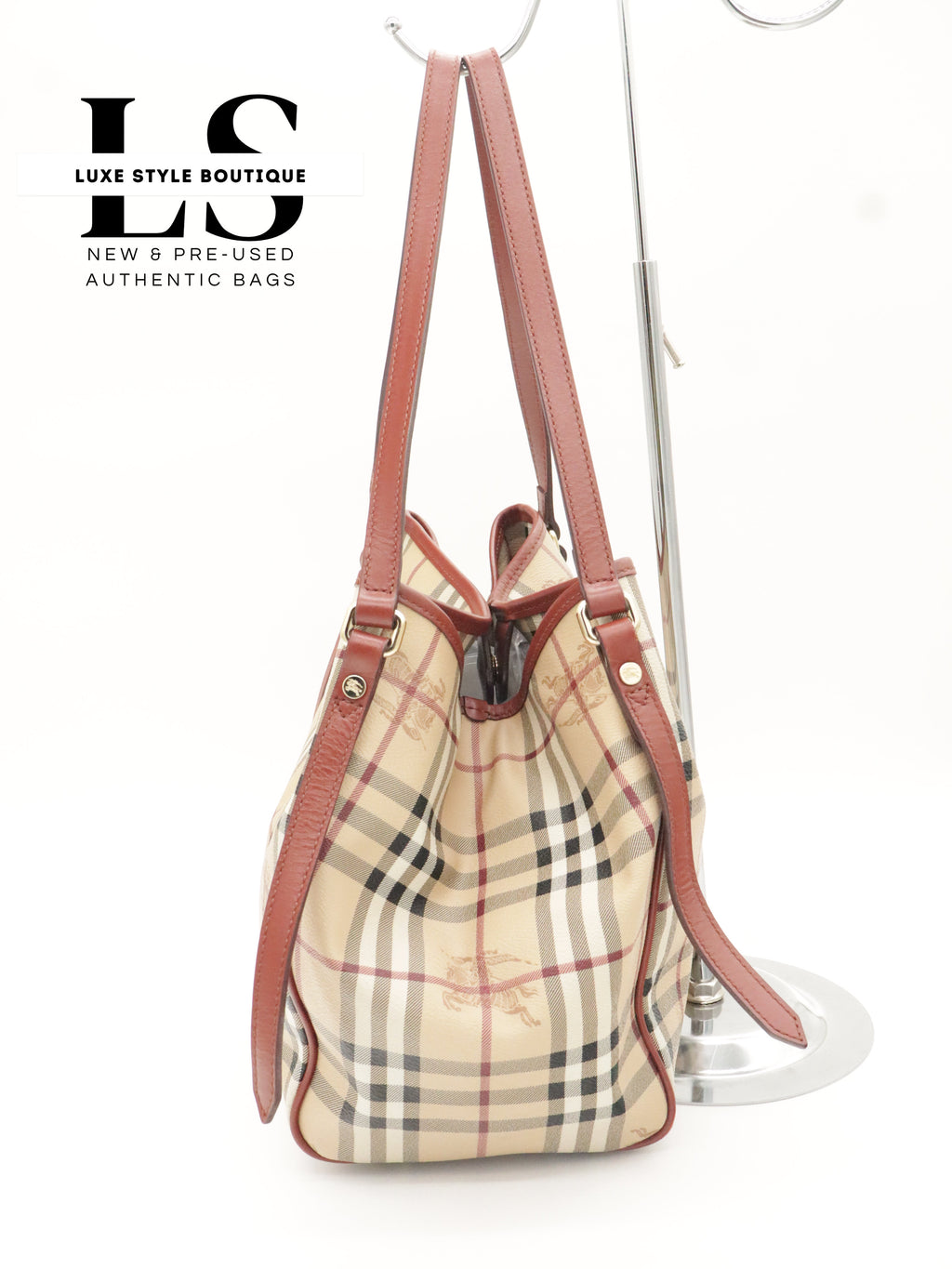 Burberry Haymarket Small Canterbury Tote w/Pouch