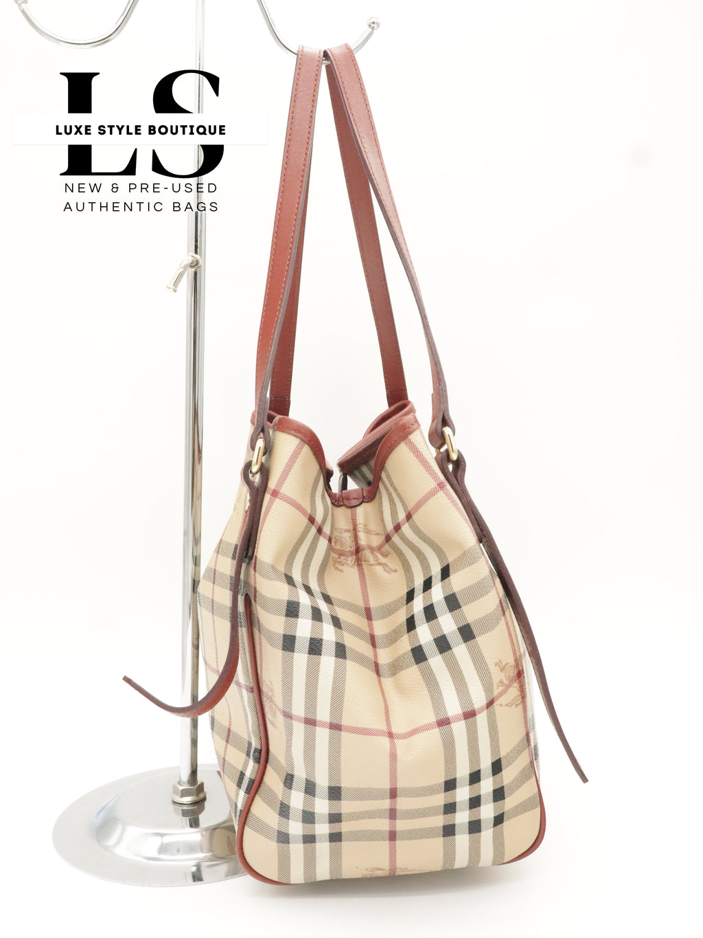 Burberry Haymarket Small Canterbury Tote w/Pouch