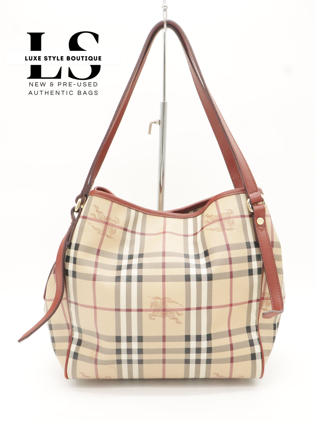 Burberry Haymarket Small Canterbury Tote w/Pouch