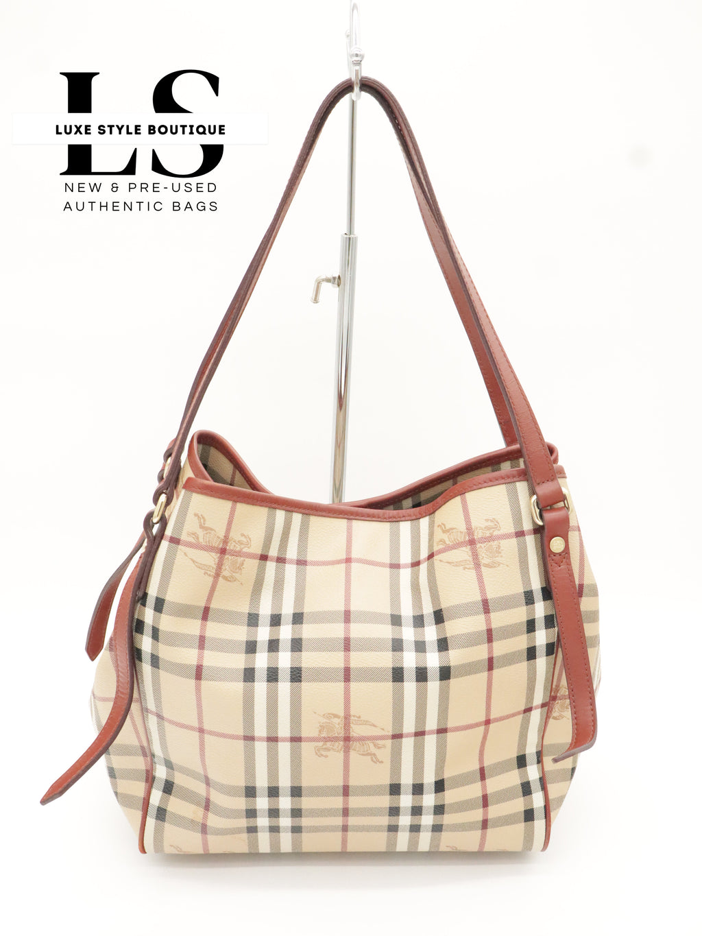 Burberry Haymarket Small Canterbury Tote w/Pouch