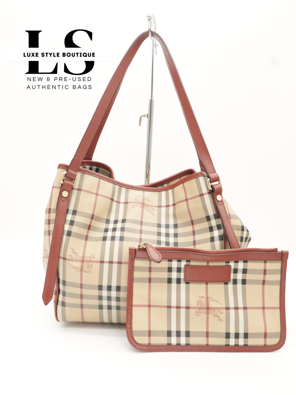 Burberry Haymarket Small Canterbury Tote w/Pouch