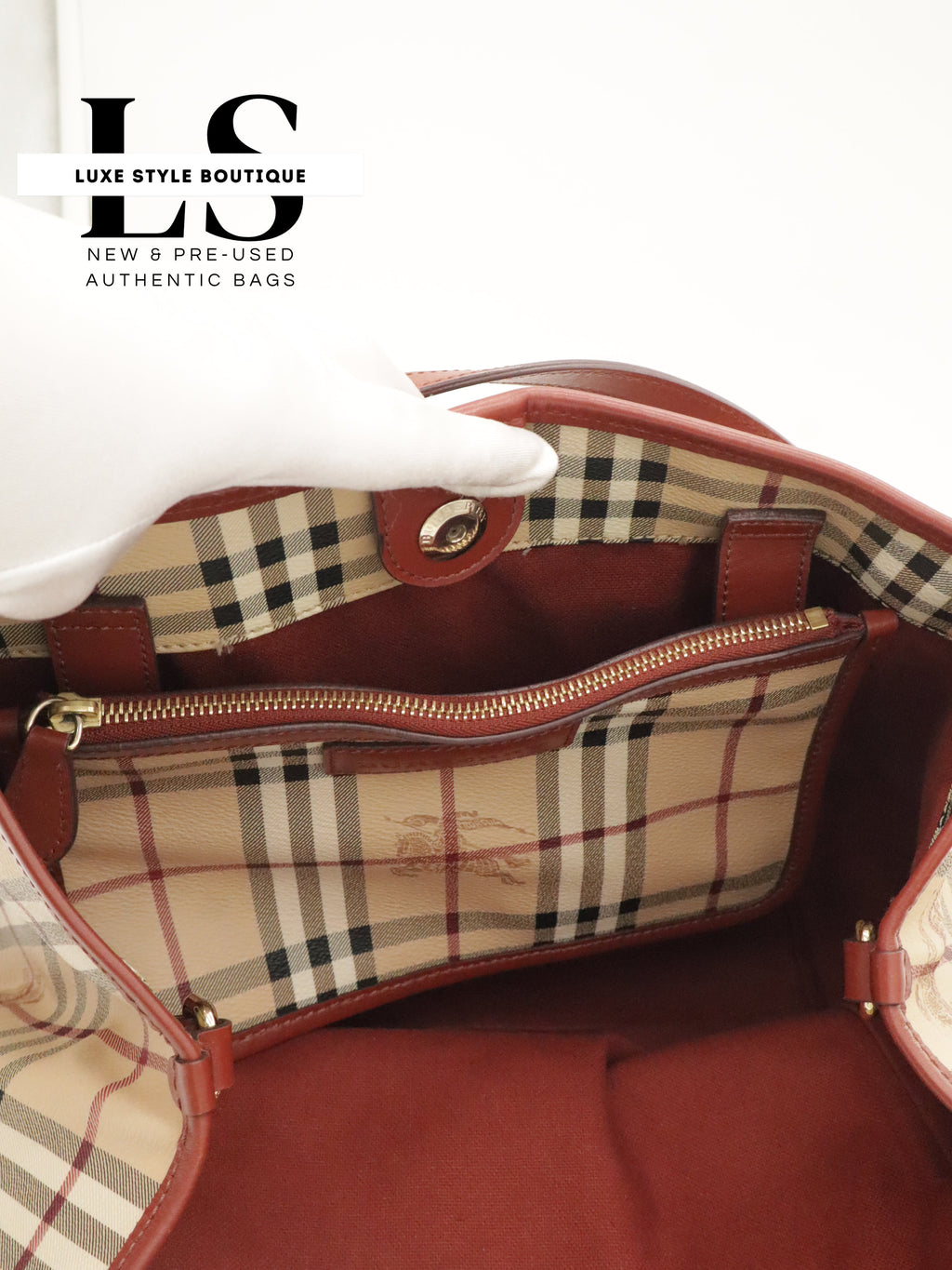 Burberry Haymarket Small Canterbury Tote w/Pouch