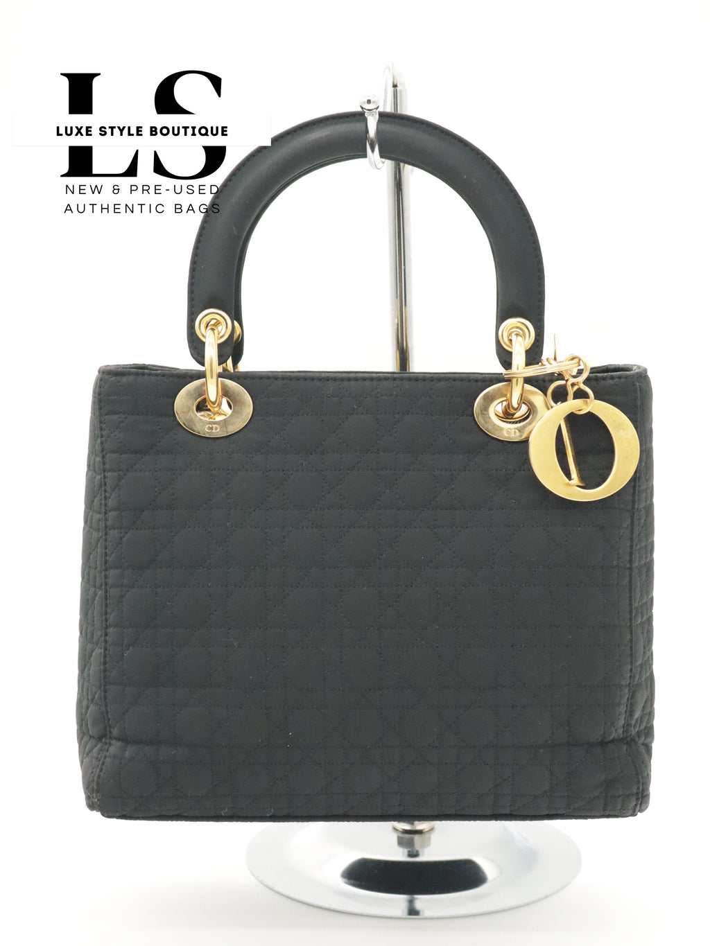Dior Lady Dior Cannage Nylon Black Handbag