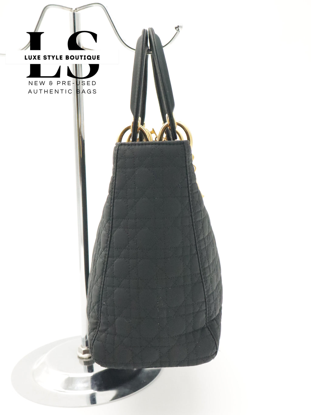 Dior Lady Dior Cannage Nylon Black Handbag