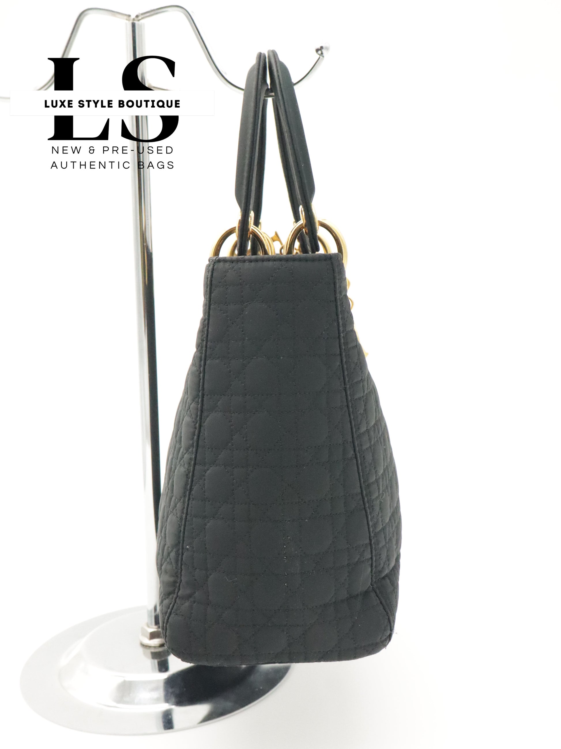Dior Lady Dior Cannage Nylon Black Handbag