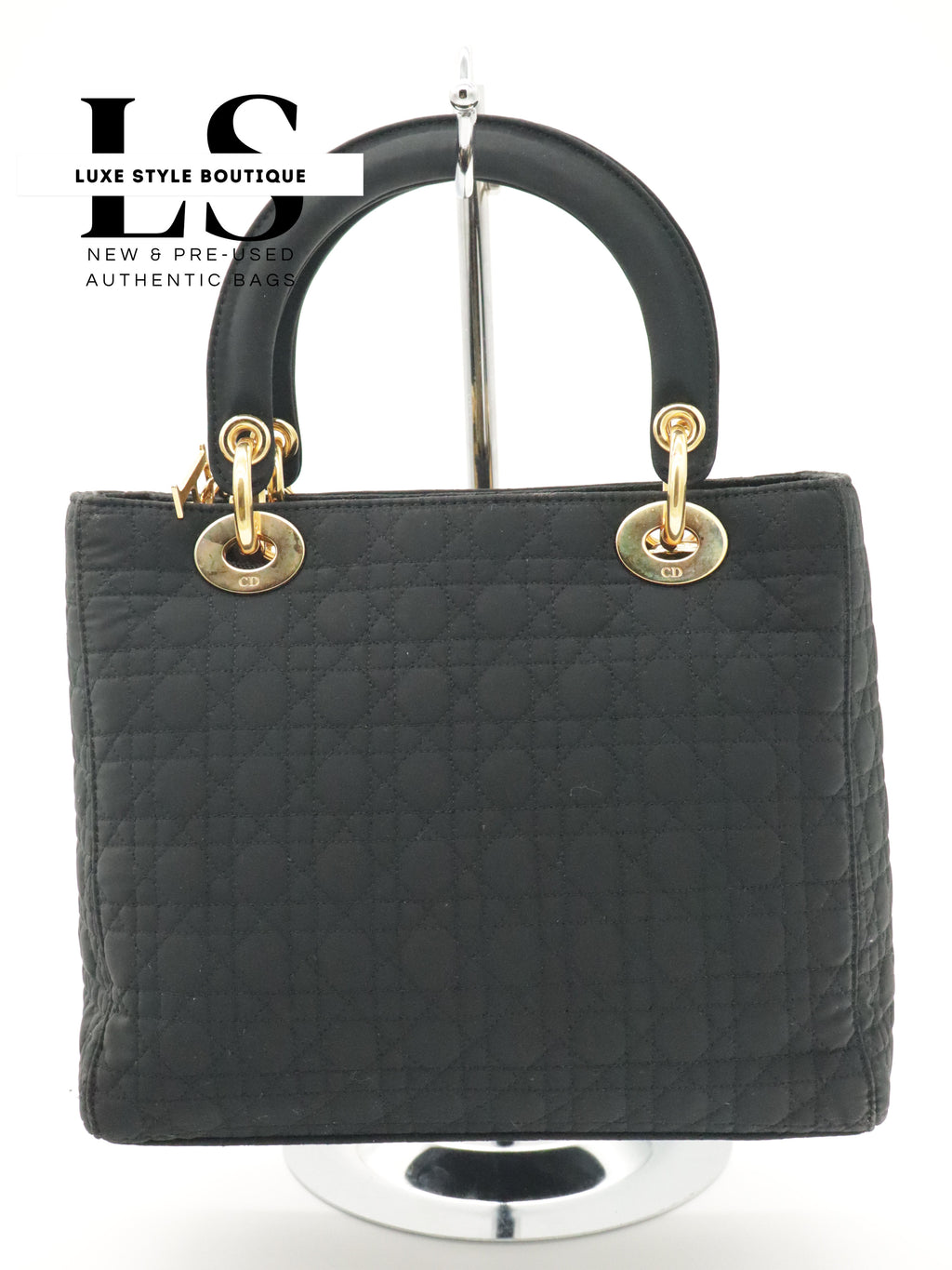 Dior Lady Dior Cannage Nylon Black Handbag