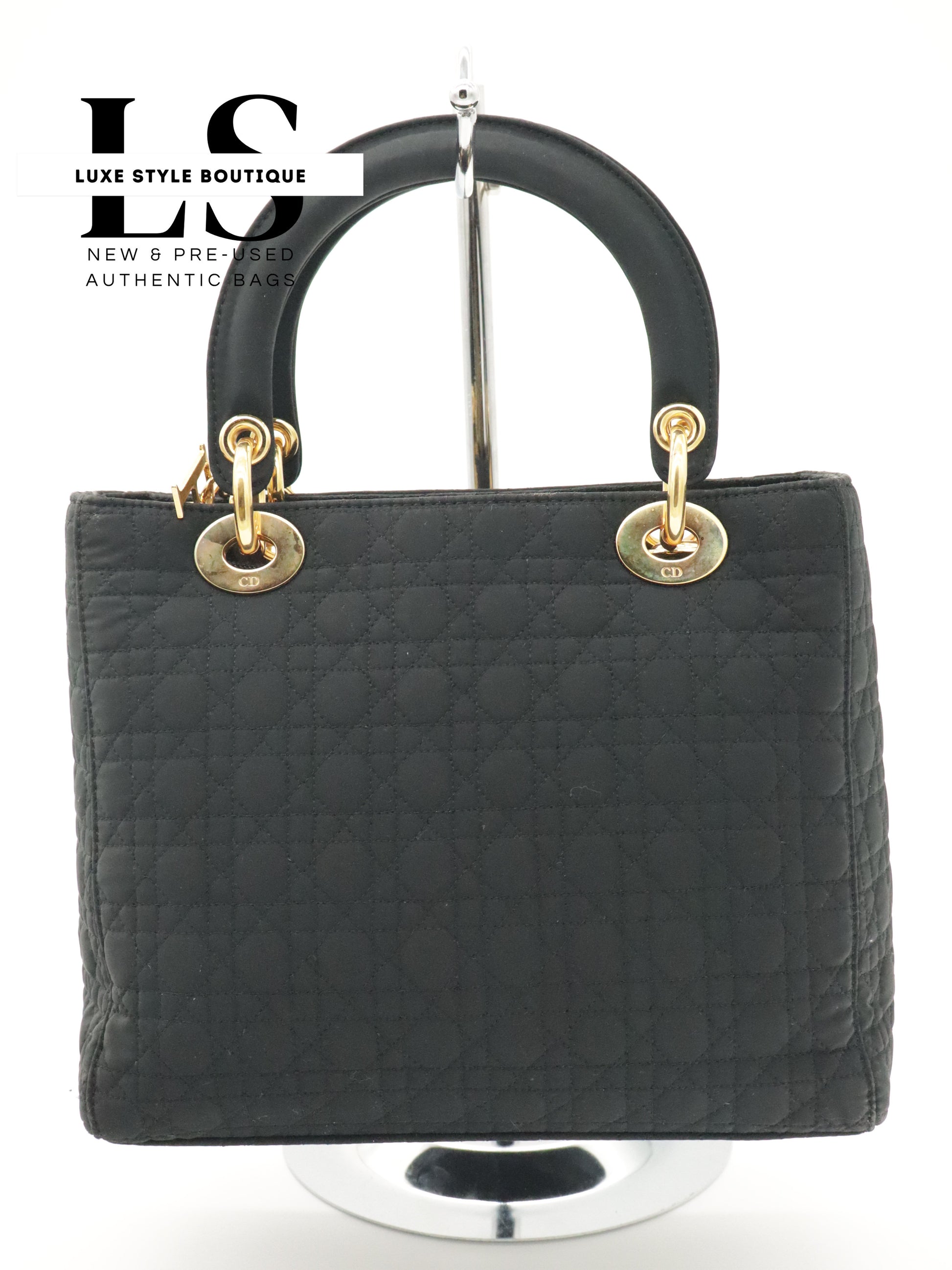 Dior Lady Dior Cannage Nylon Black Handbag
