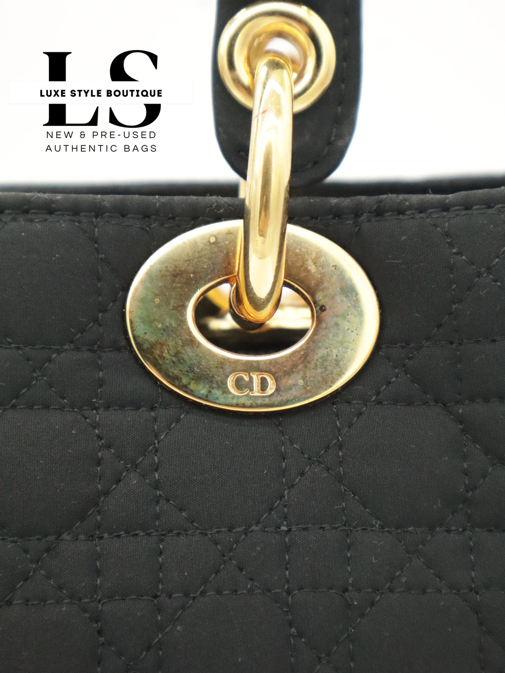 Dior Lady Dior Cannage Nylon Black Handbag