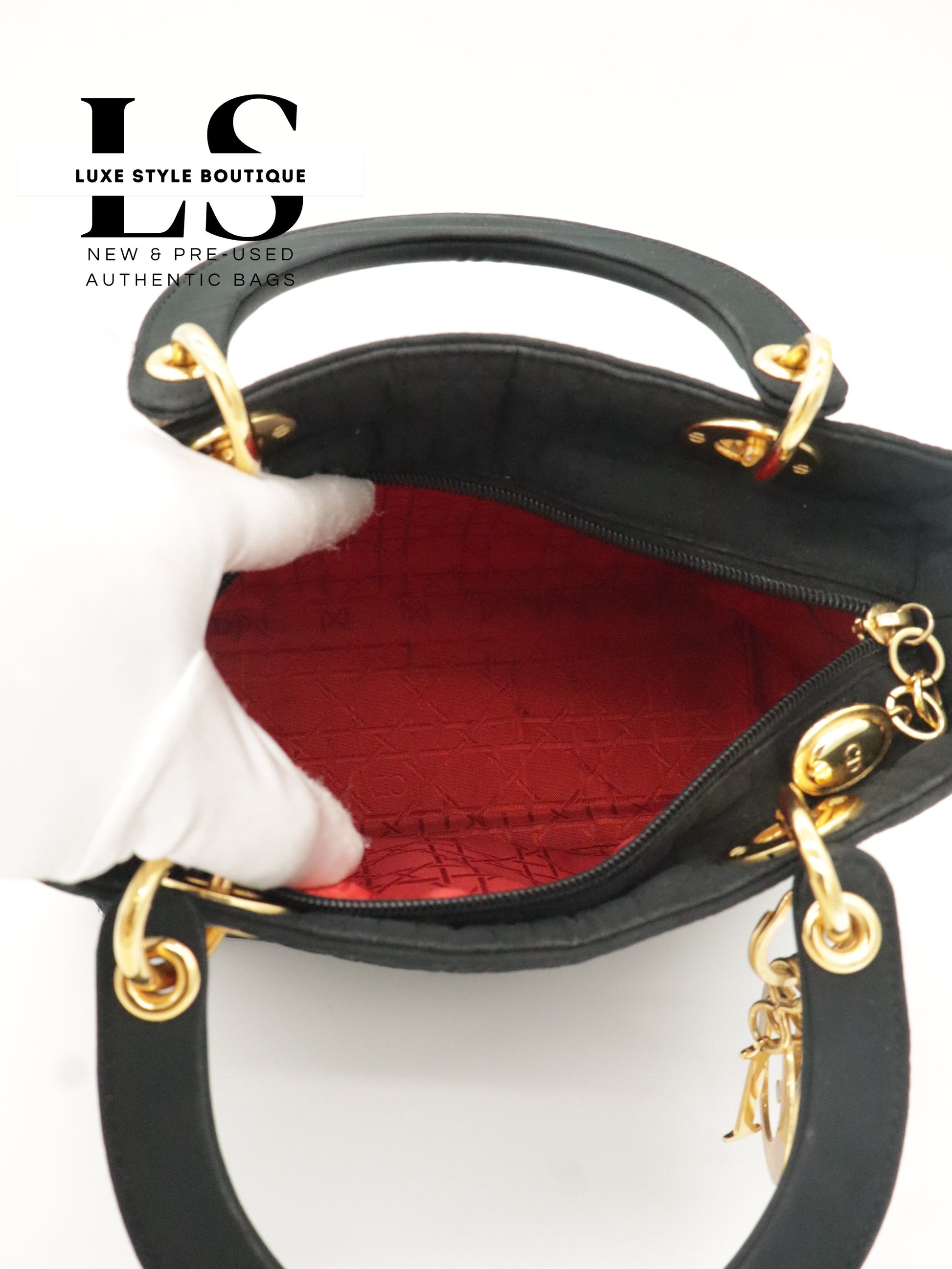 Dior Lady Dior Cannage Nylon Black Handbag