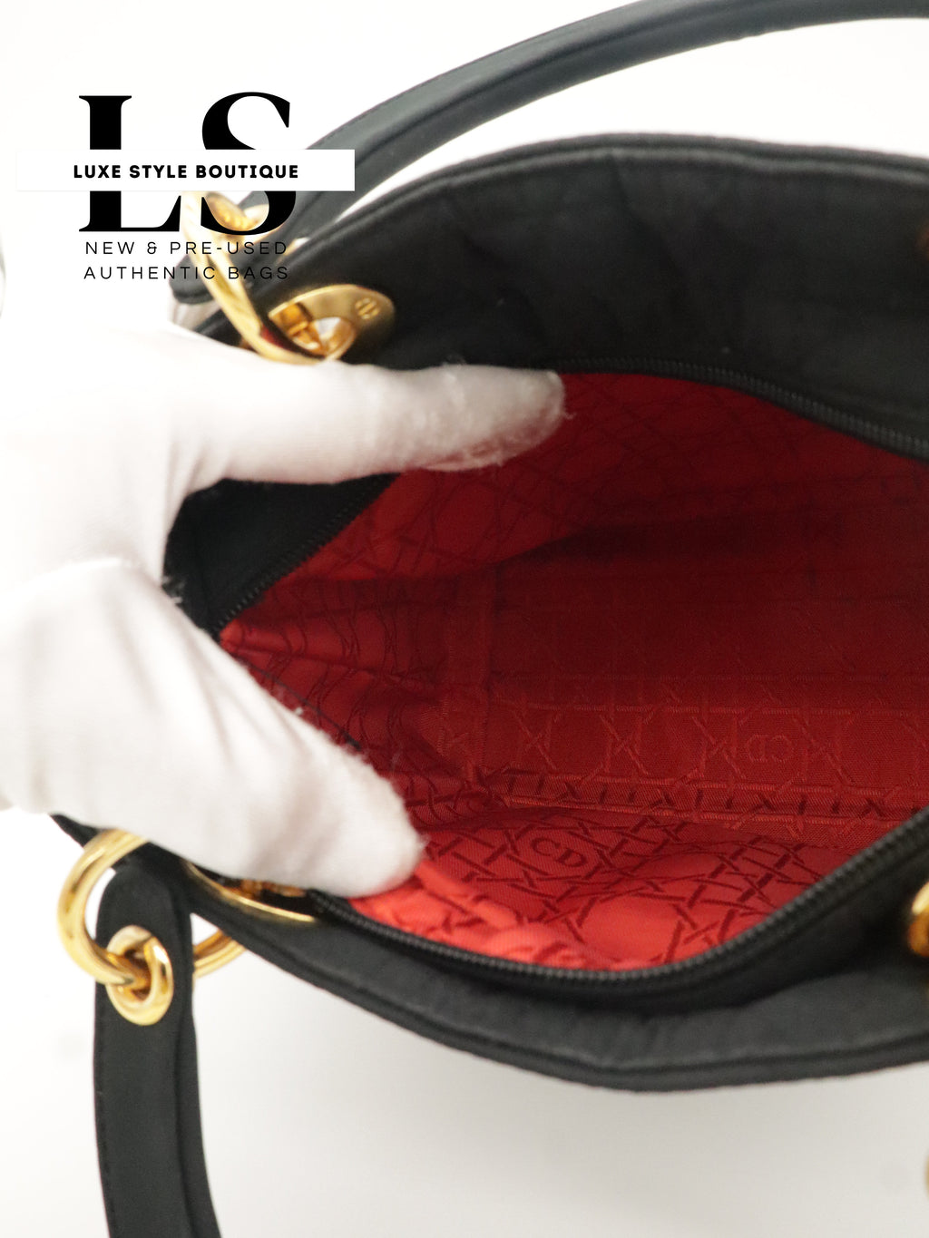 Dior Lady Dior Cannage Nylon Black Handbag