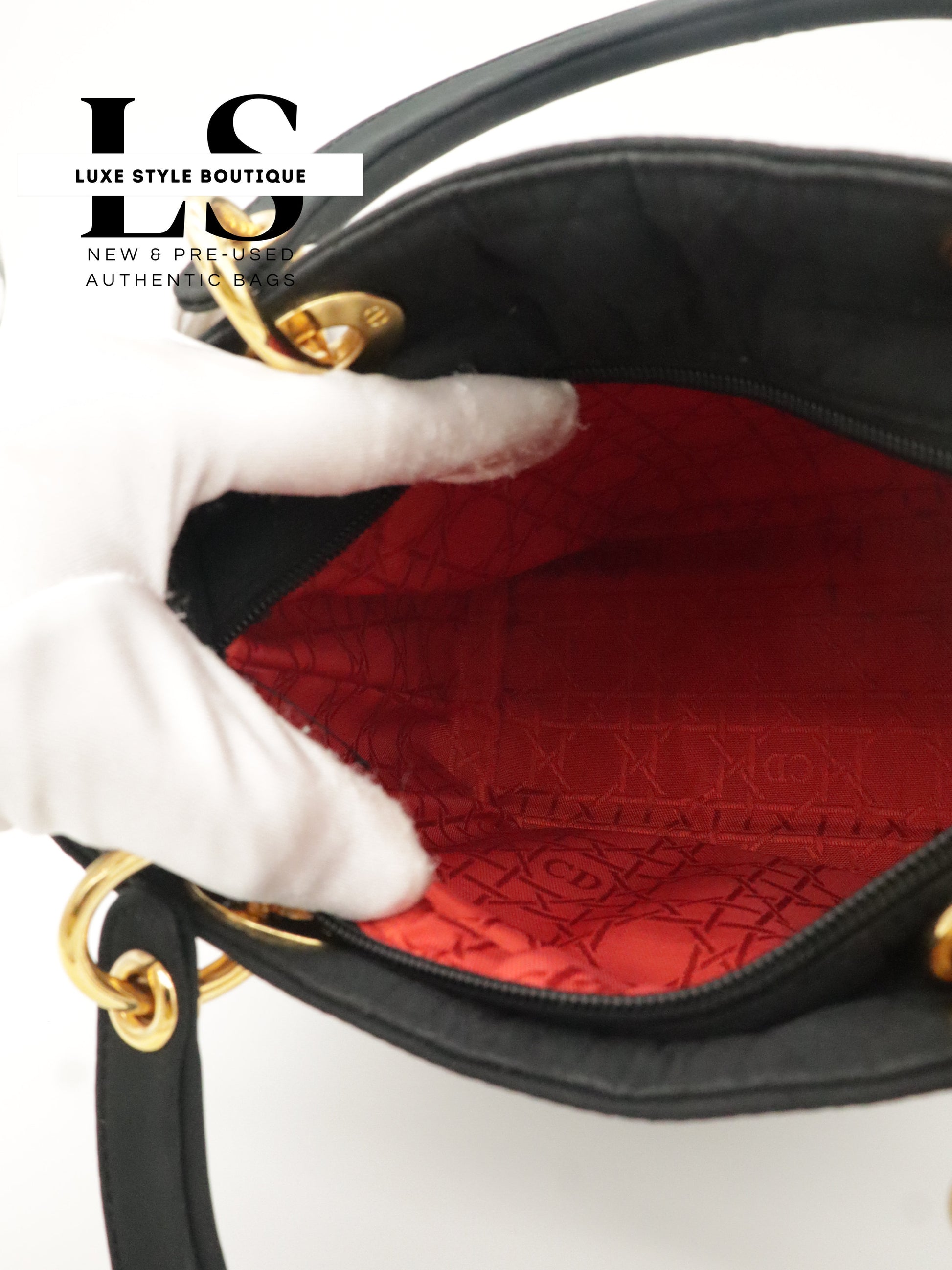Dior Lady Dior Cannage Nylon Black Handbag