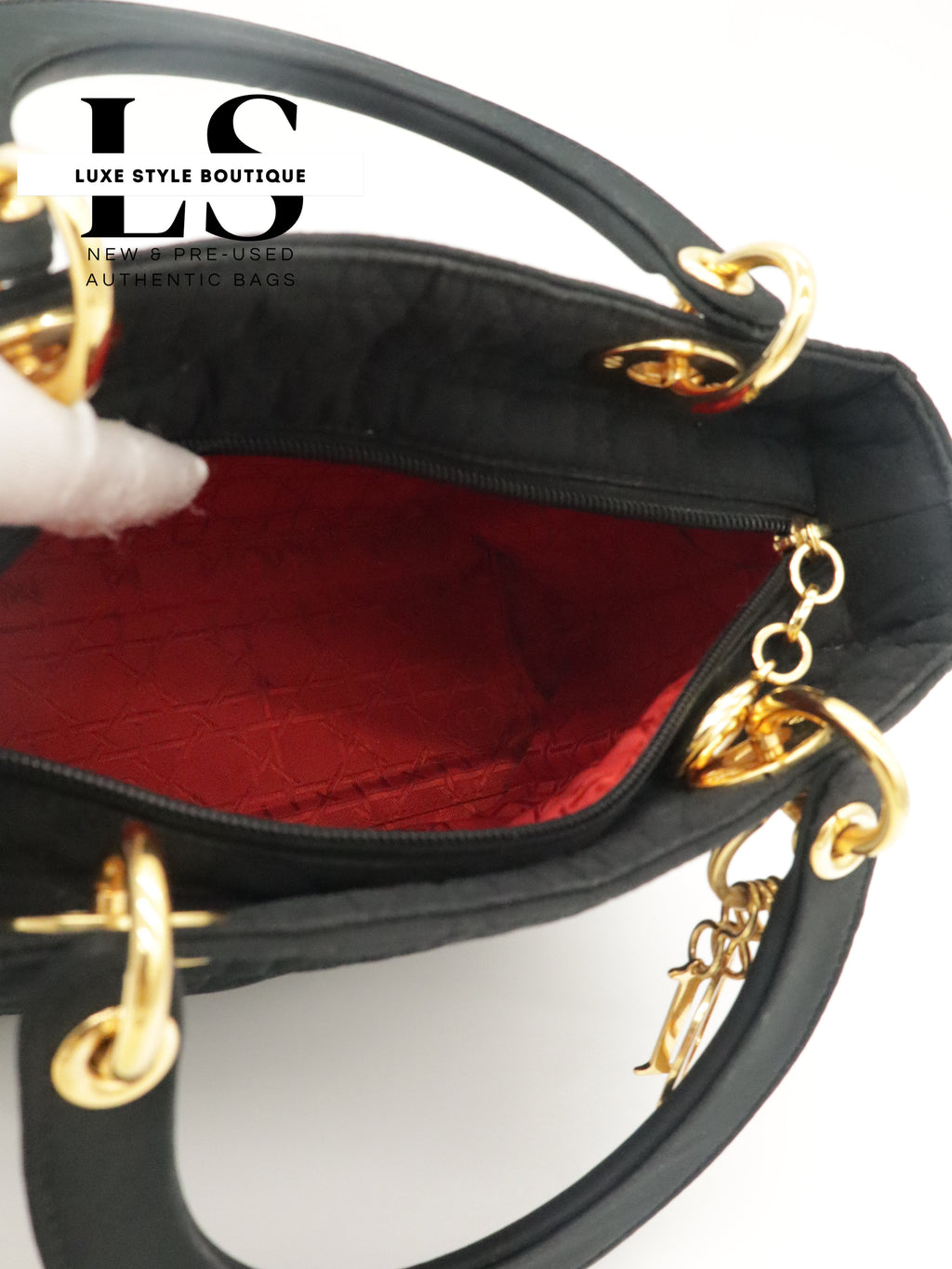 Dior Lady Dior Cannage Nylon Black Handbag