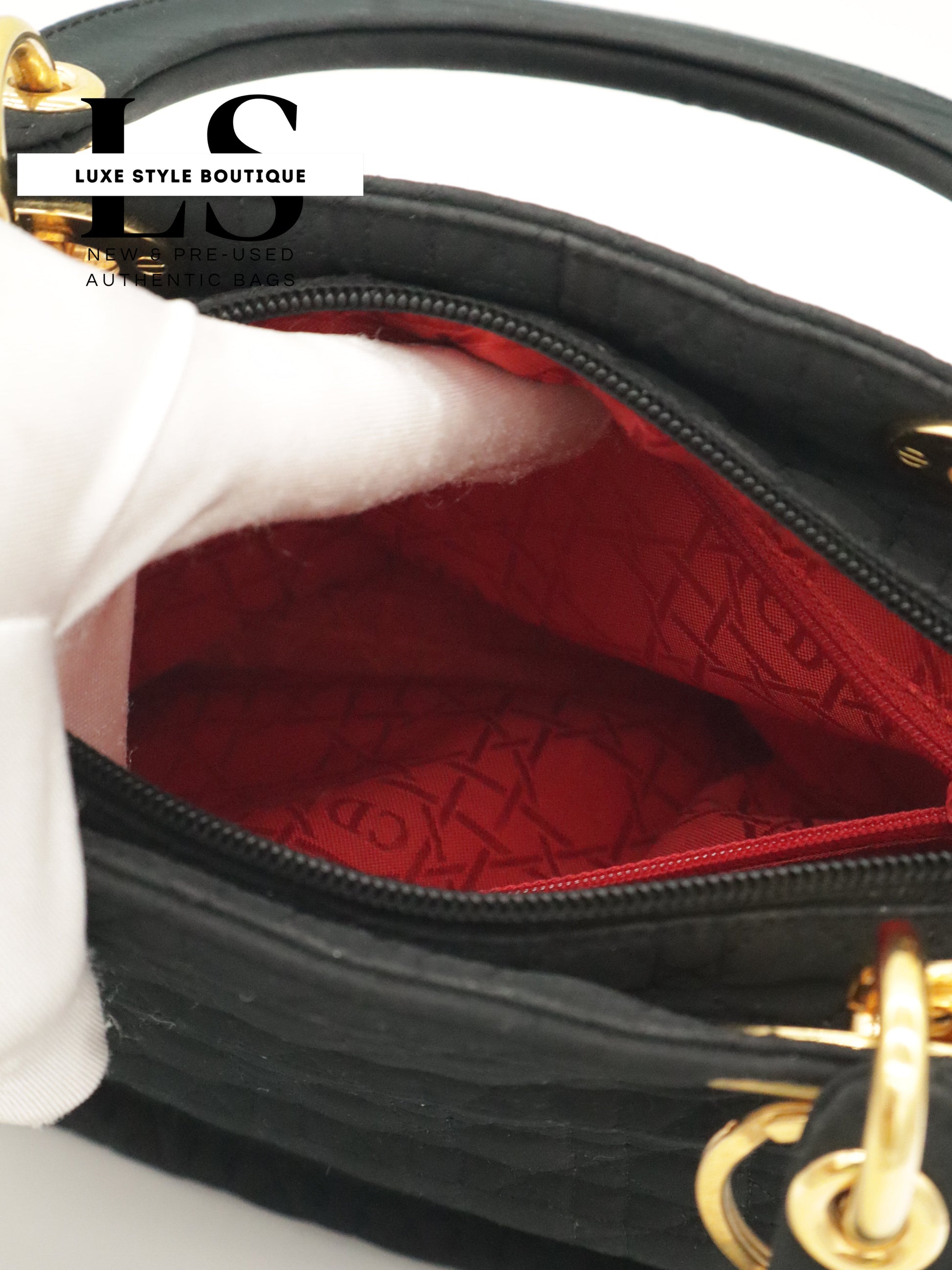 Dior Lady Dior Cannage Nylon Black Handbag
