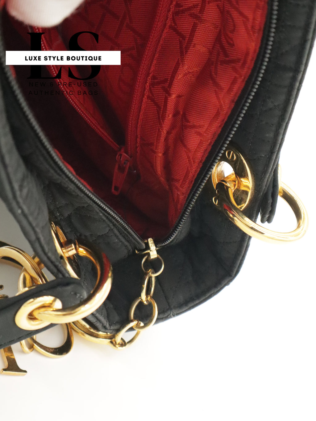 Dior Lady Dior Cannage Nylon Black Handbag