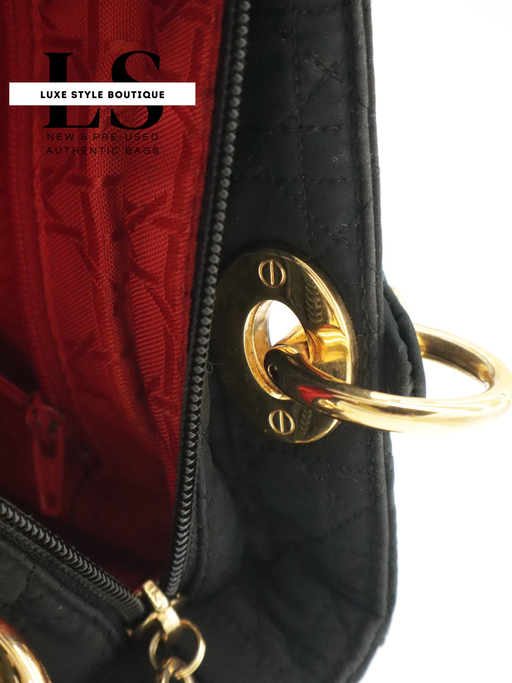 Dior Lady Dior Cannage Nylon Black Handbag