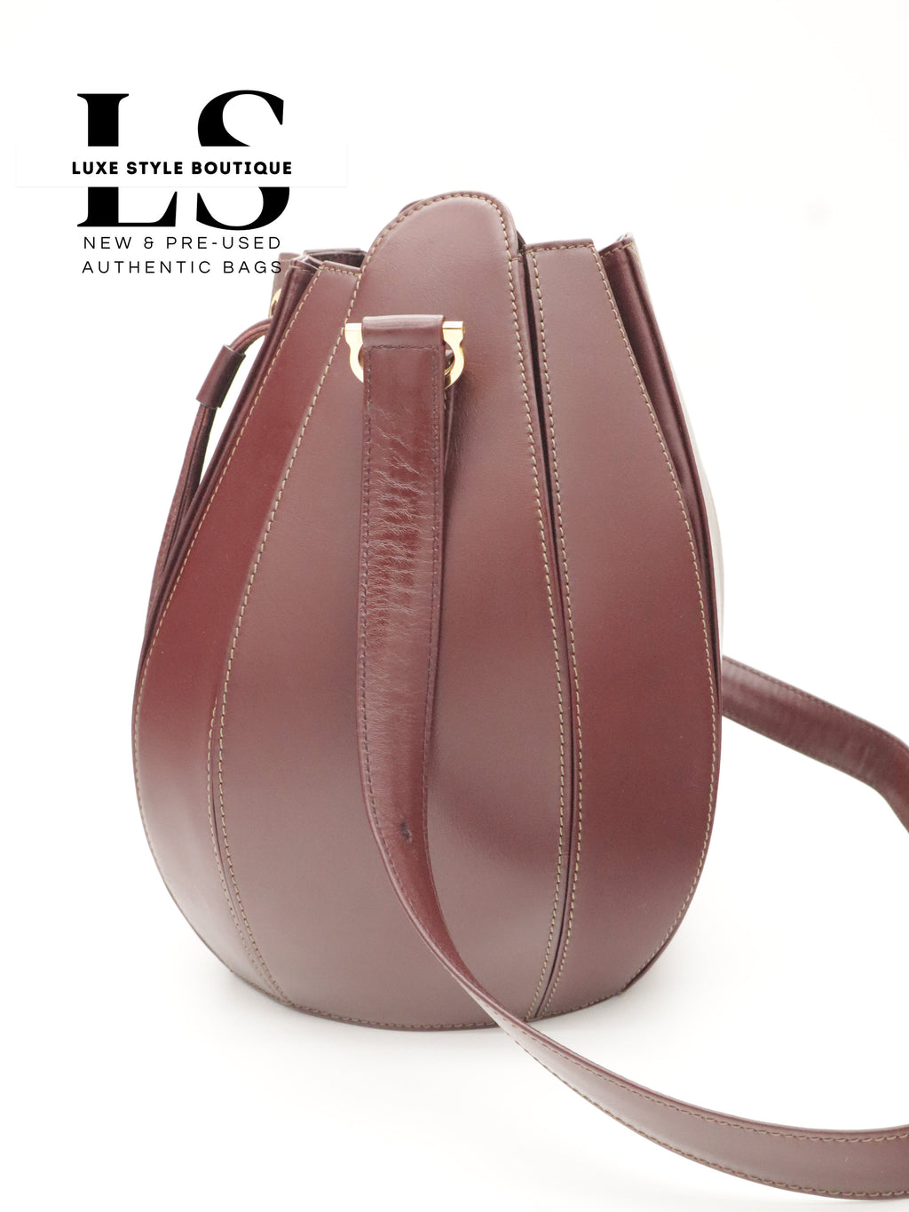 Cartier Must Burgundy Drawstring Bucket Bag