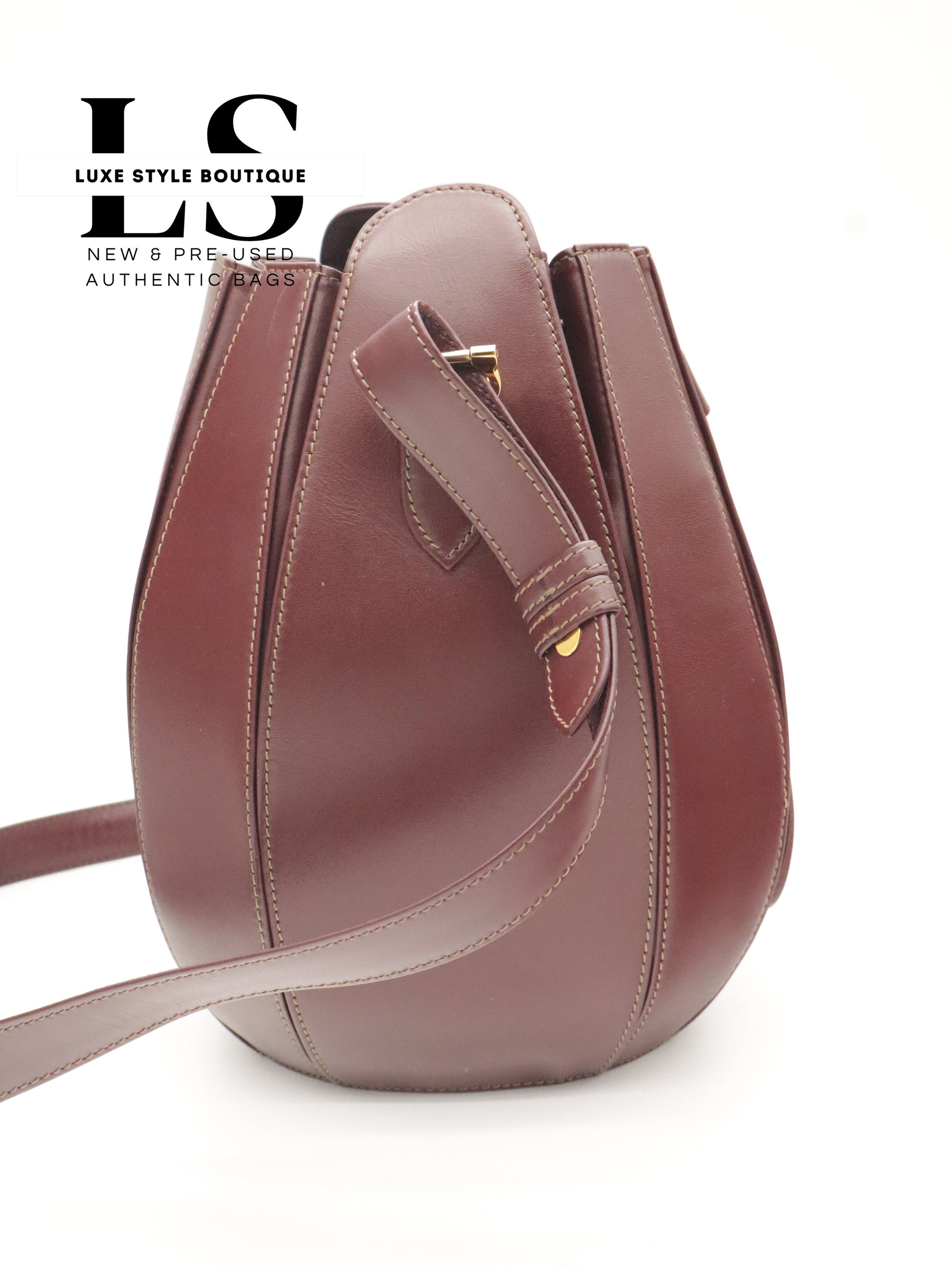 Cartier Must Burgundy Drawstring Bucket Bag