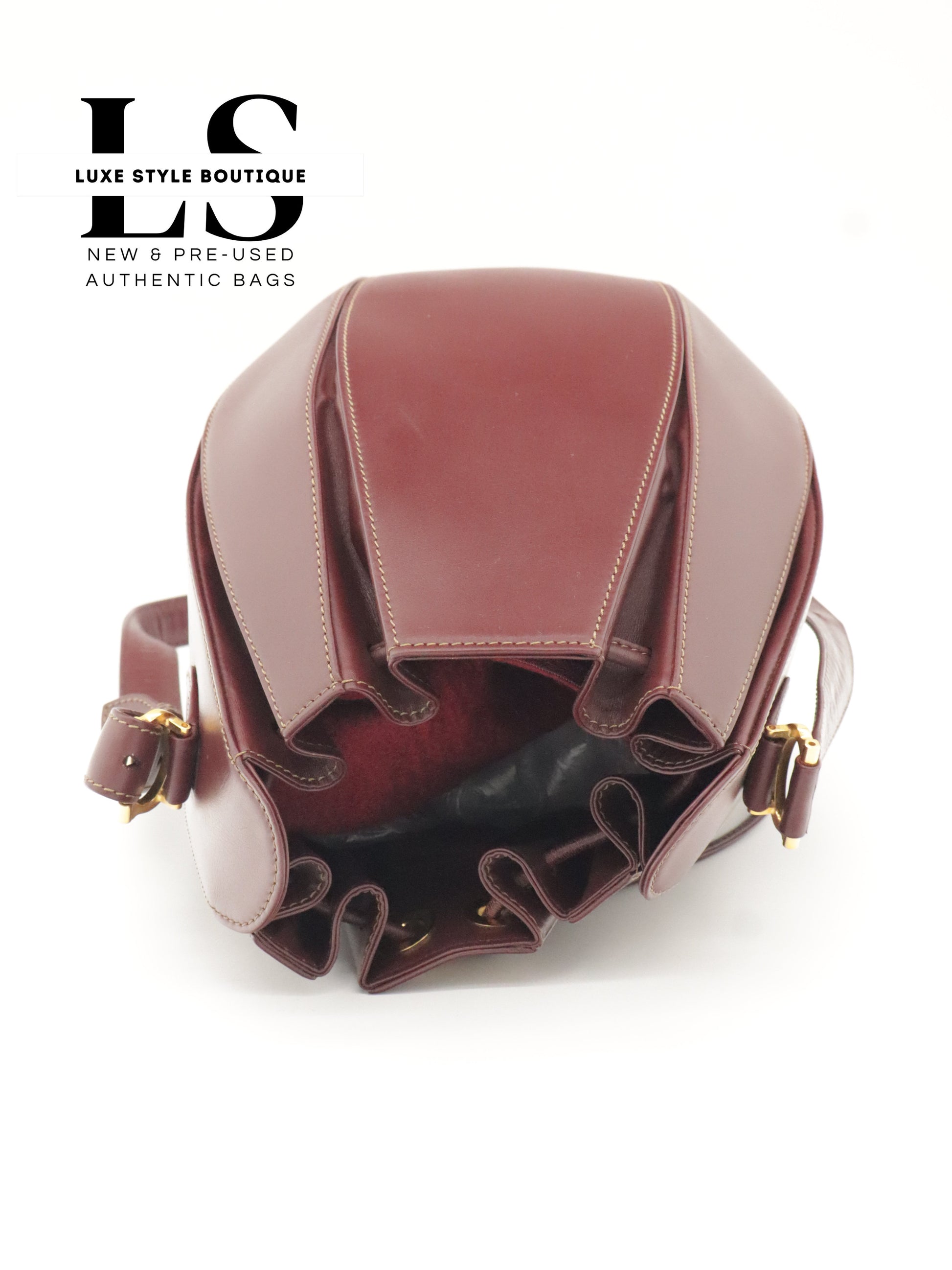 Cartier Must Burgundy Drawstring Bucket Bag