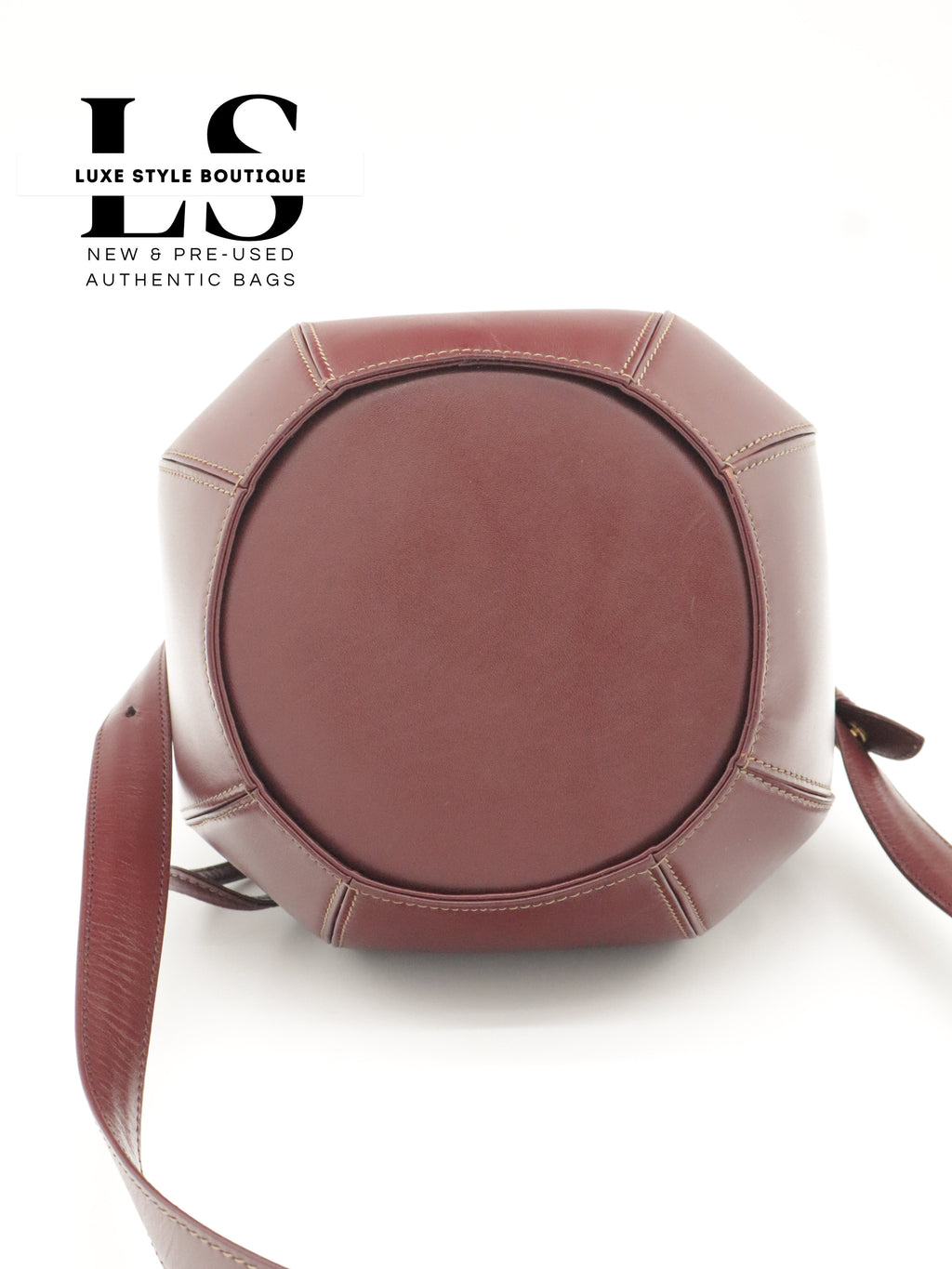 Cartier Must Burgundy Drawstring Bucket Bag