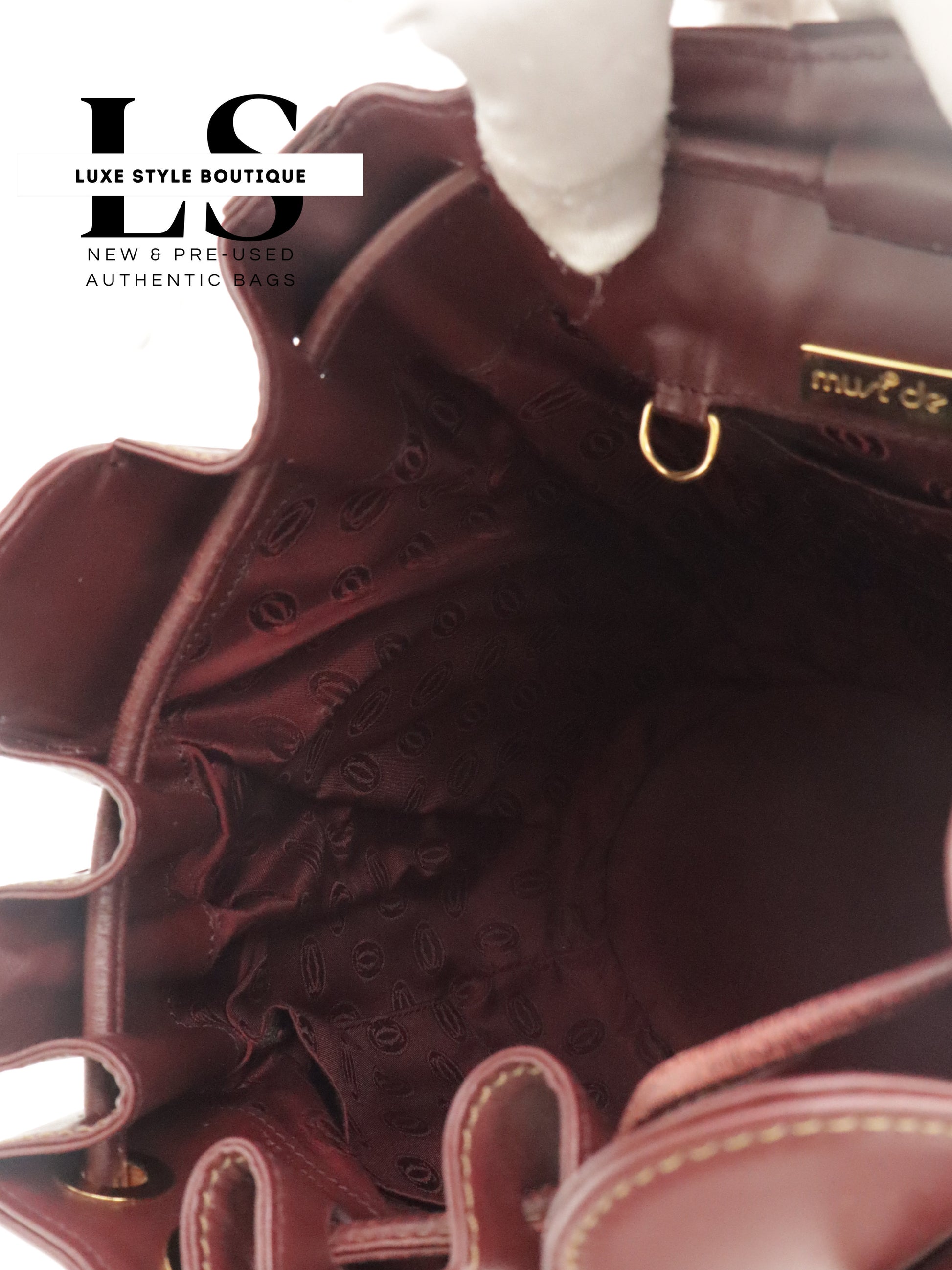 Cartier Must Burgundy Drawstring Bucket Bag