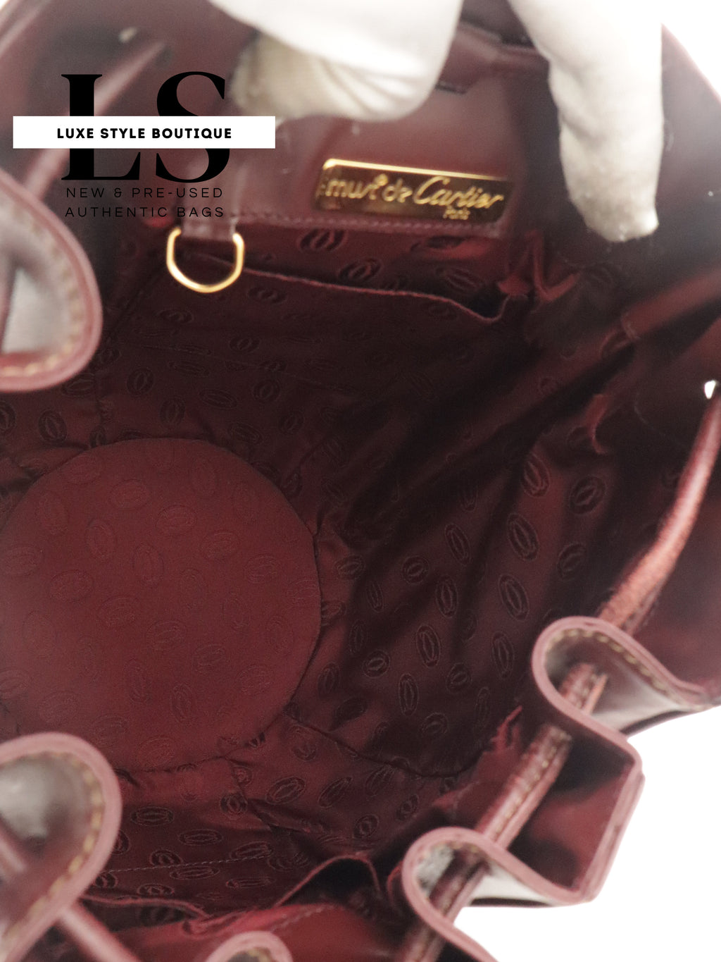 Cartier Must Burgundy Drawstring Bucket Bag