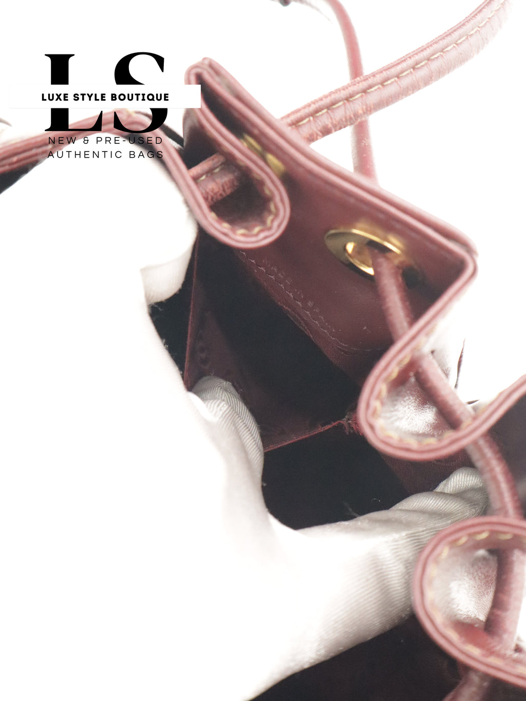 Cartier Must Burgundy Drawstring Bucket Bag