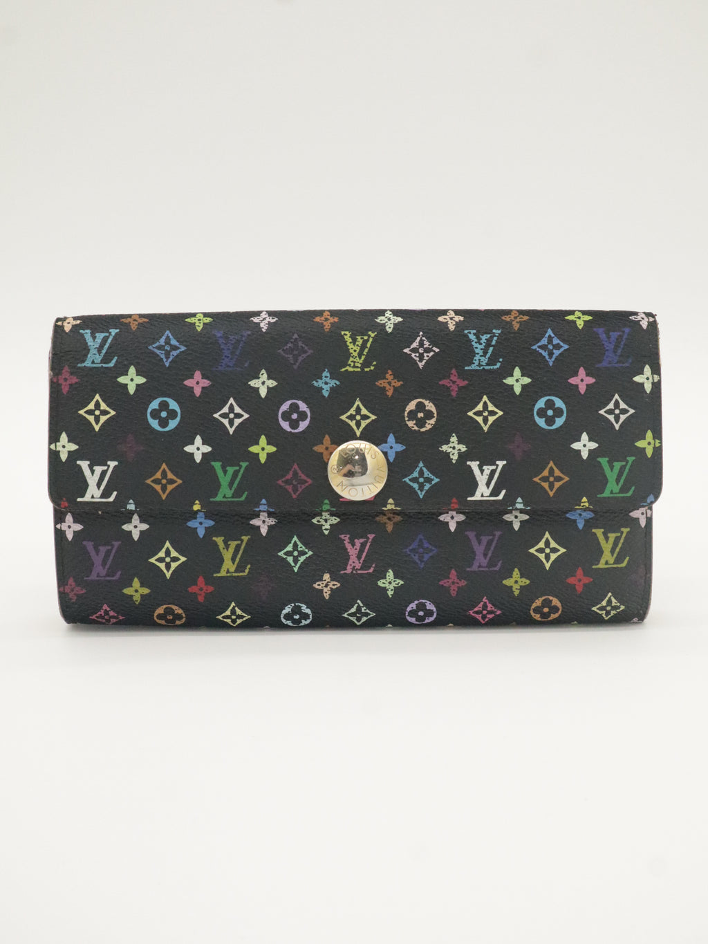 Louis Vuitton Sarah Long Wallet Monogram Multicolor Black