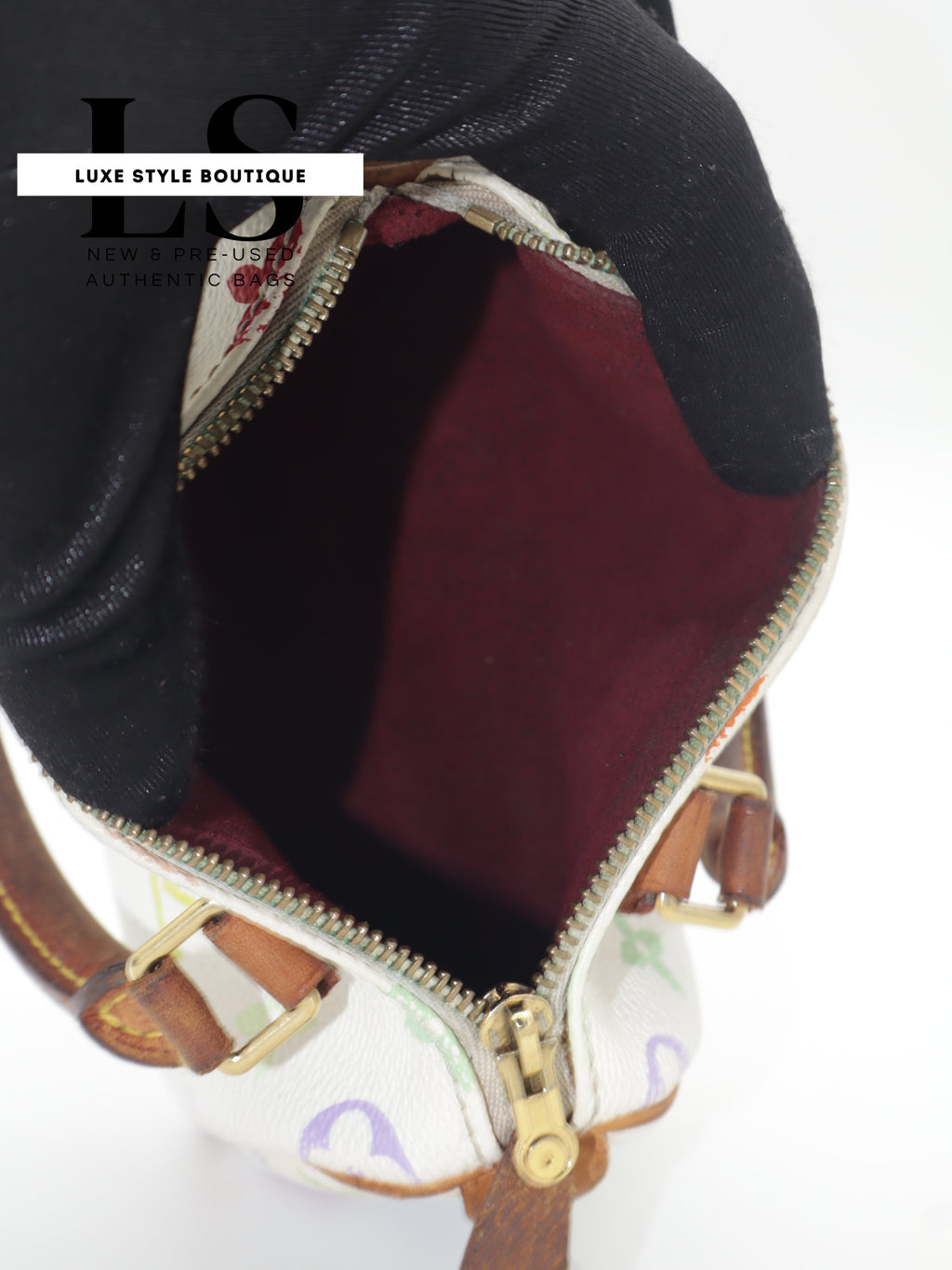 Louis Vuitton x Takashi Murakami Mini Speedy Monogram Multicolor White