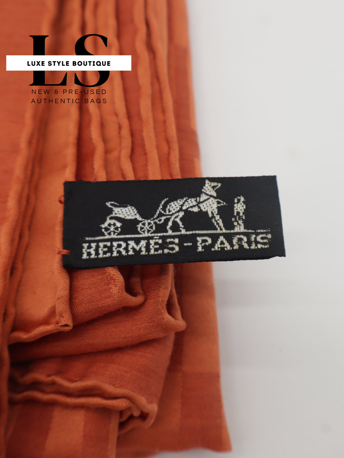 Hermes Faconnee Grand H Orange Silk Scarf