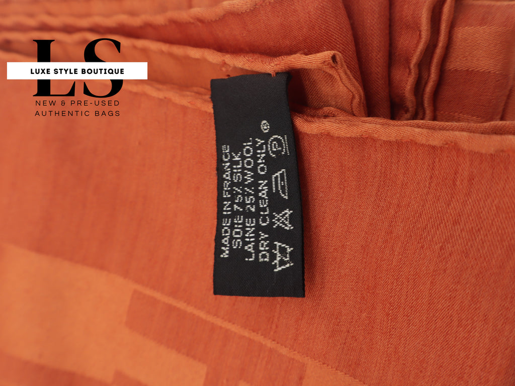 Hermes Faconnee Grand H Orange Silk Scarf