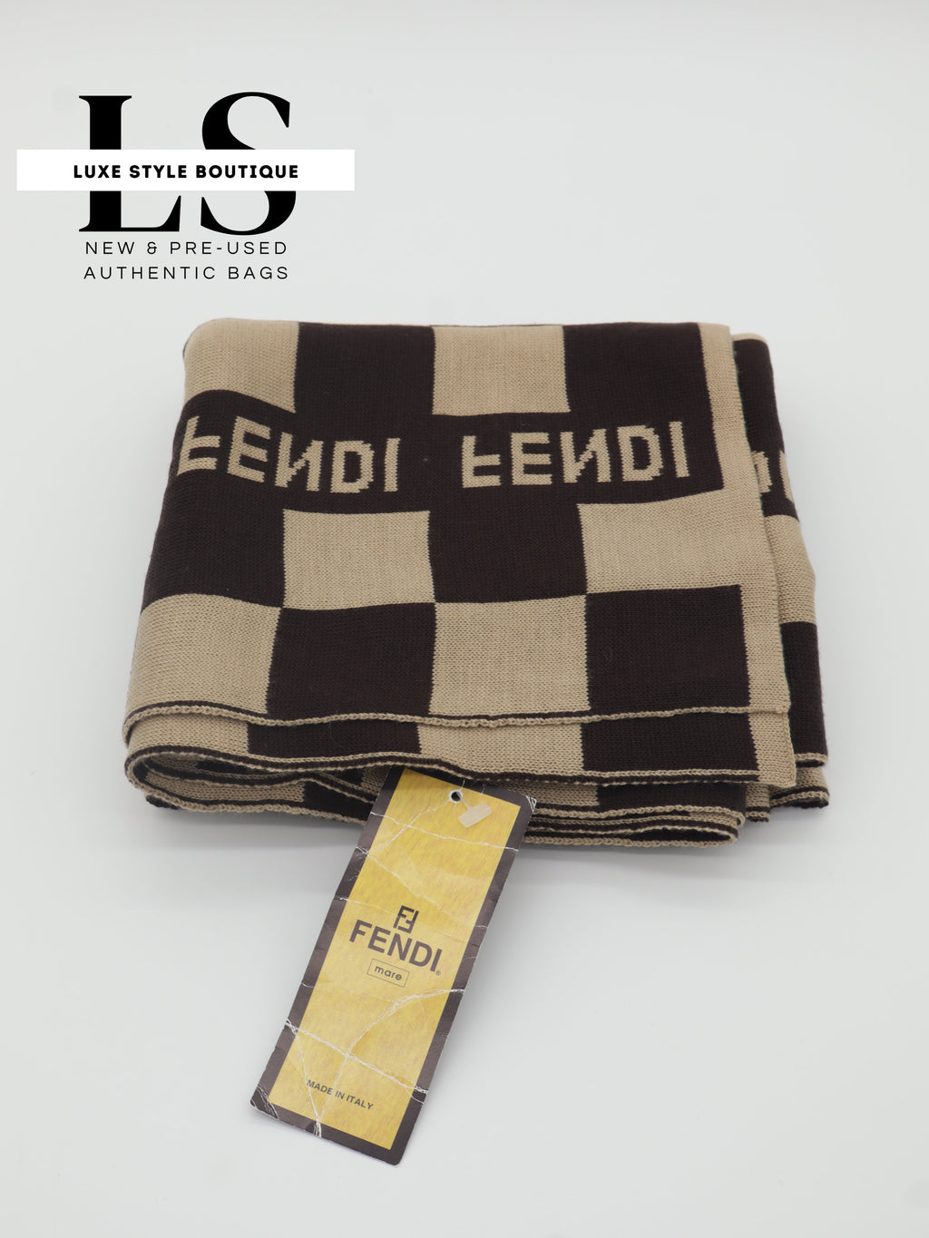 Fendi Large Wool Brown Scarf