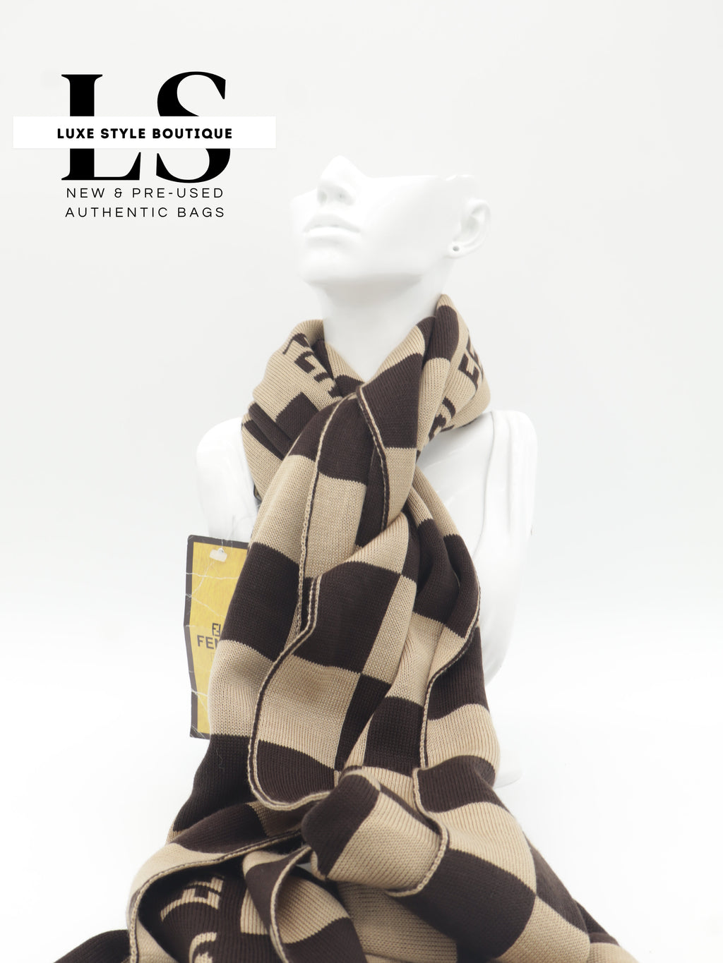 Fendi Large Wool Brown Scarf