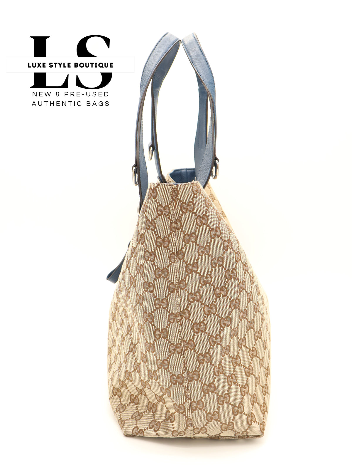 Gucci Beige/Blue GG Canvas Icon Bit Tote Bag