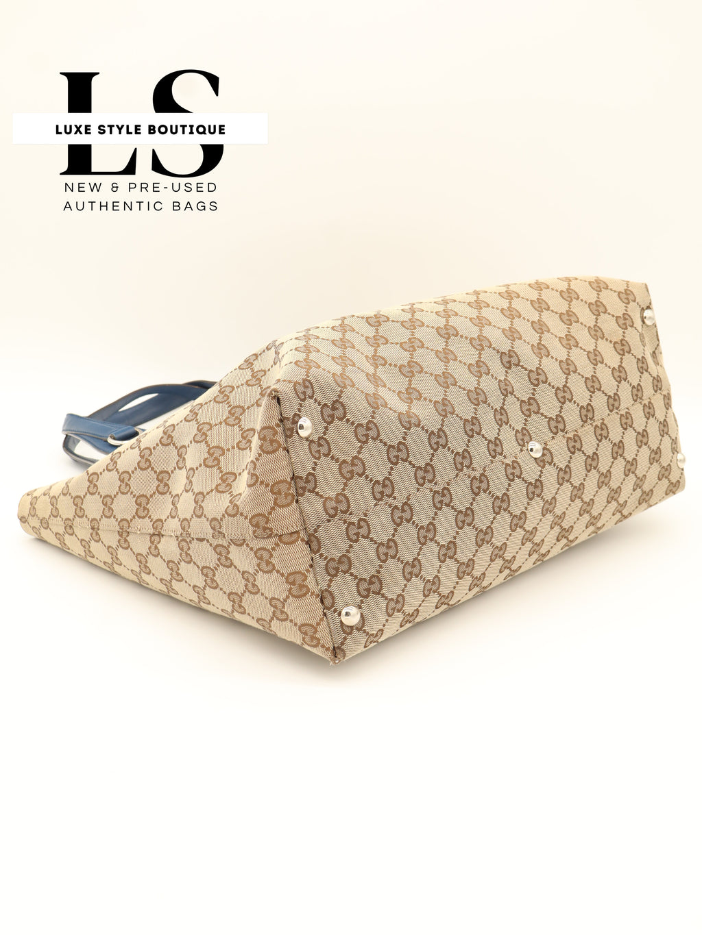 Gucci Beige/Blue GG Canvas Icon Bit Tote Bag