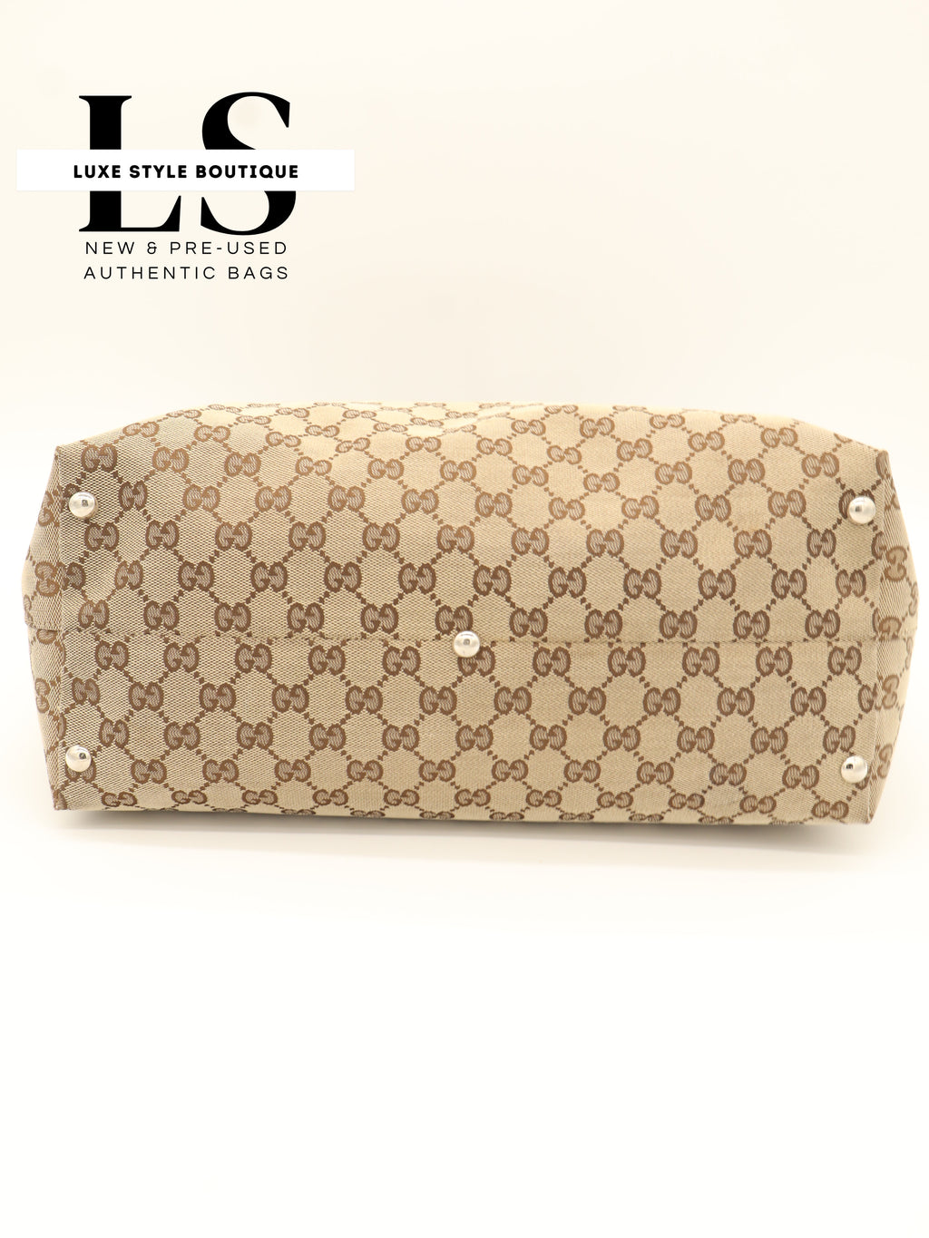 Gucci Beige/Blue GG Canvas Icon Bit Tote Bag