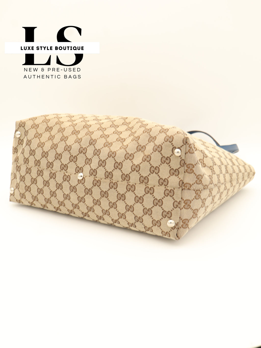 Gucci Beige/Blue GG Canvas Icon Bit Tote Bag