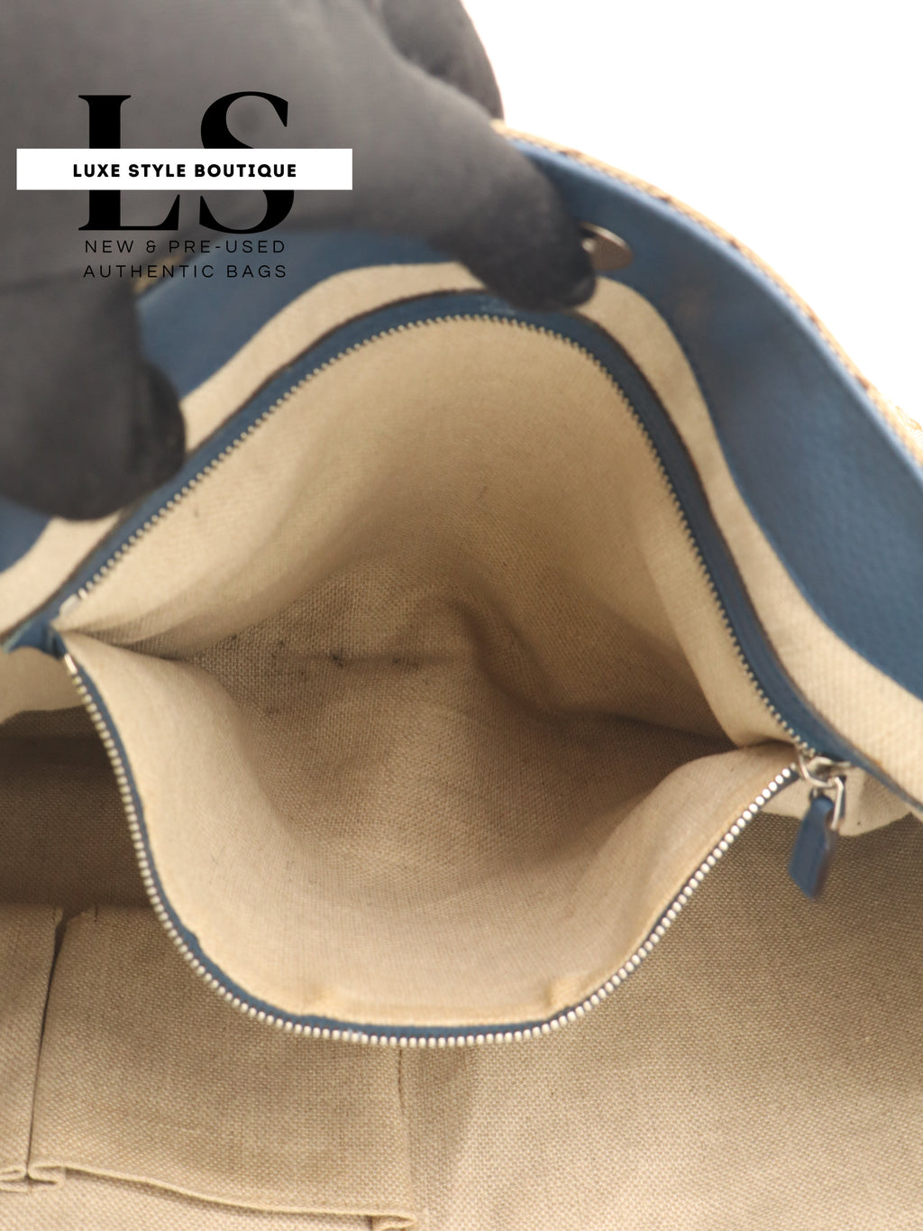 Gucci Beige/Blue GG Canvas Icon Bit Tote Bag