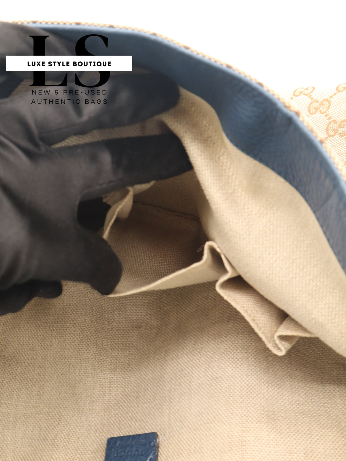 Gucci Beige/Blue GG Canvas Icon Bit Tote Bag