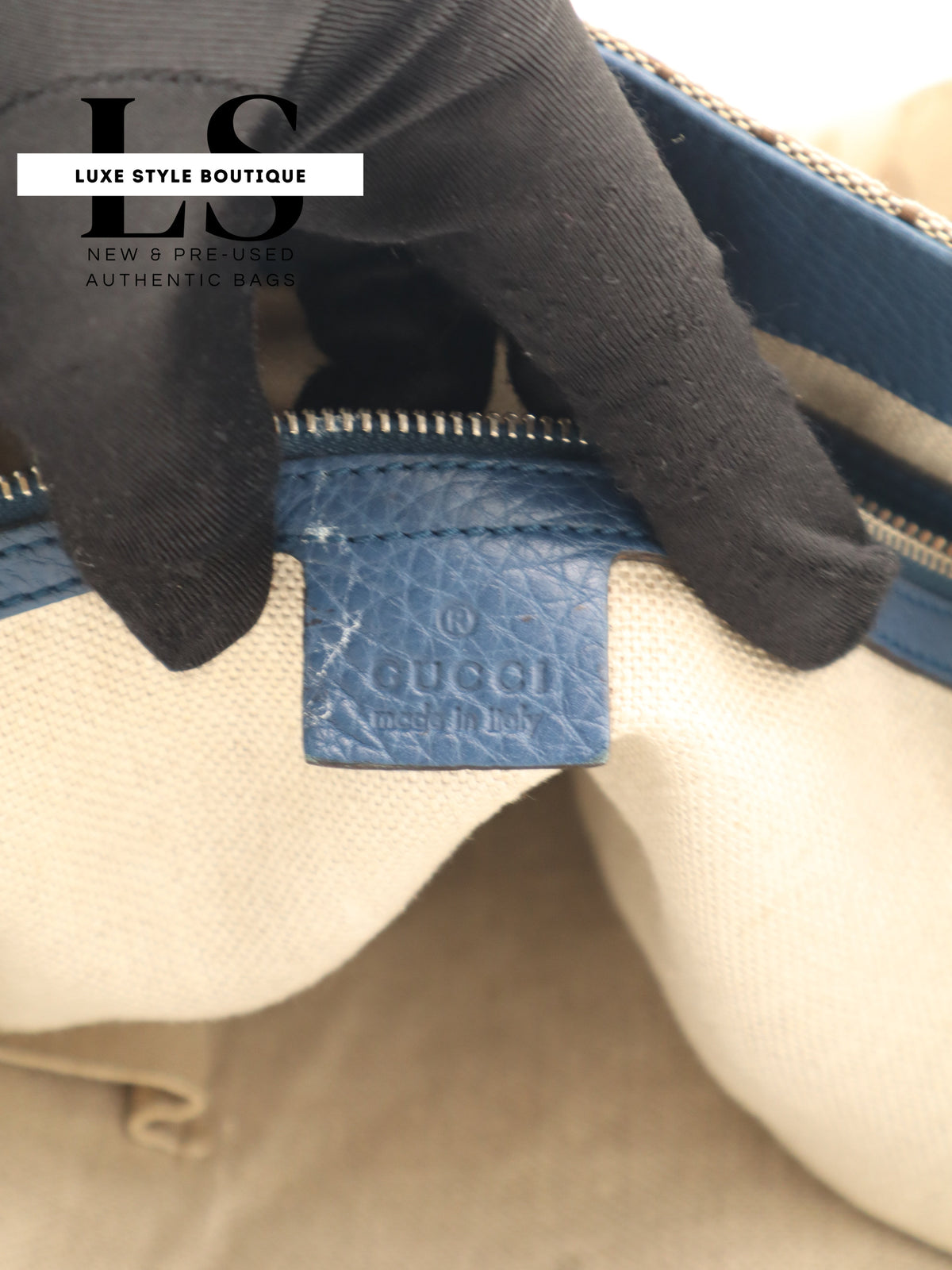 Gucci Beige/Blue GG Canvas Icon Bit Tote Bag