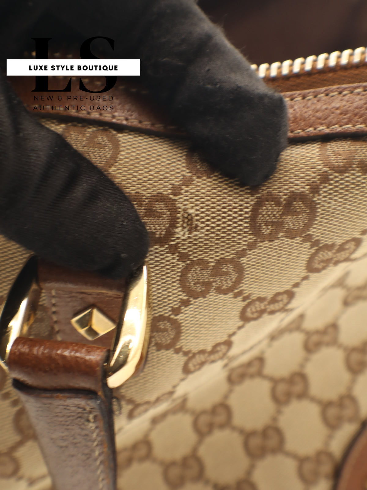 Gucci GG Canvas Nailhead Handbag