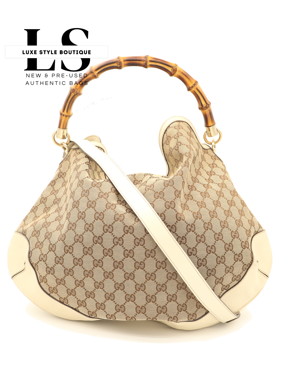 Gucci GG Canvas Large Peggy Bamboo Hobo