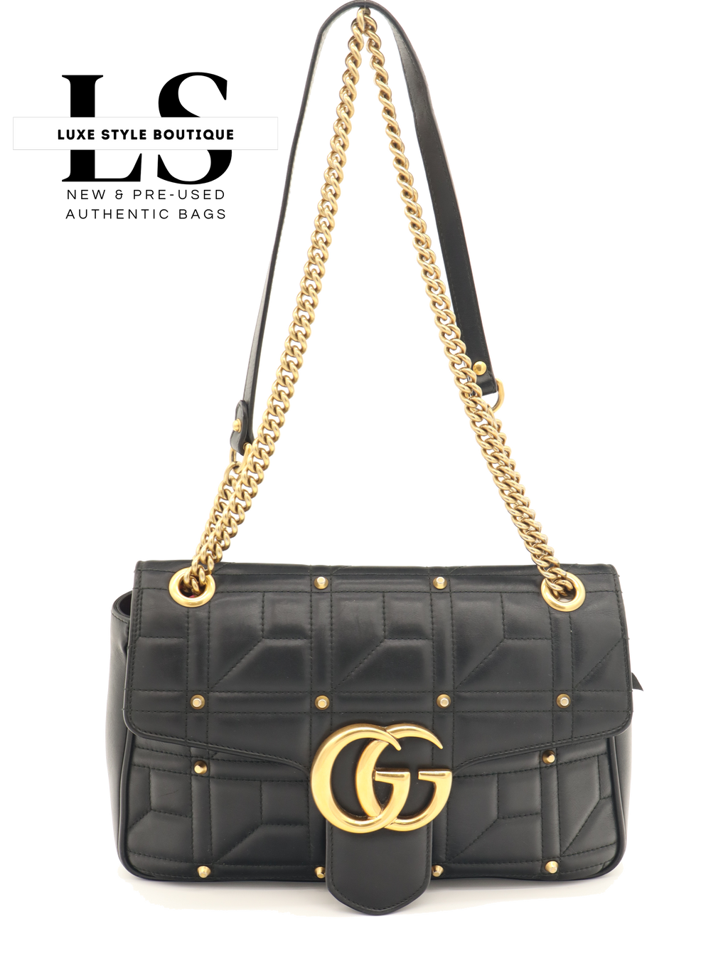 Gucci GG Marmont Studded Matelasse Shoulder