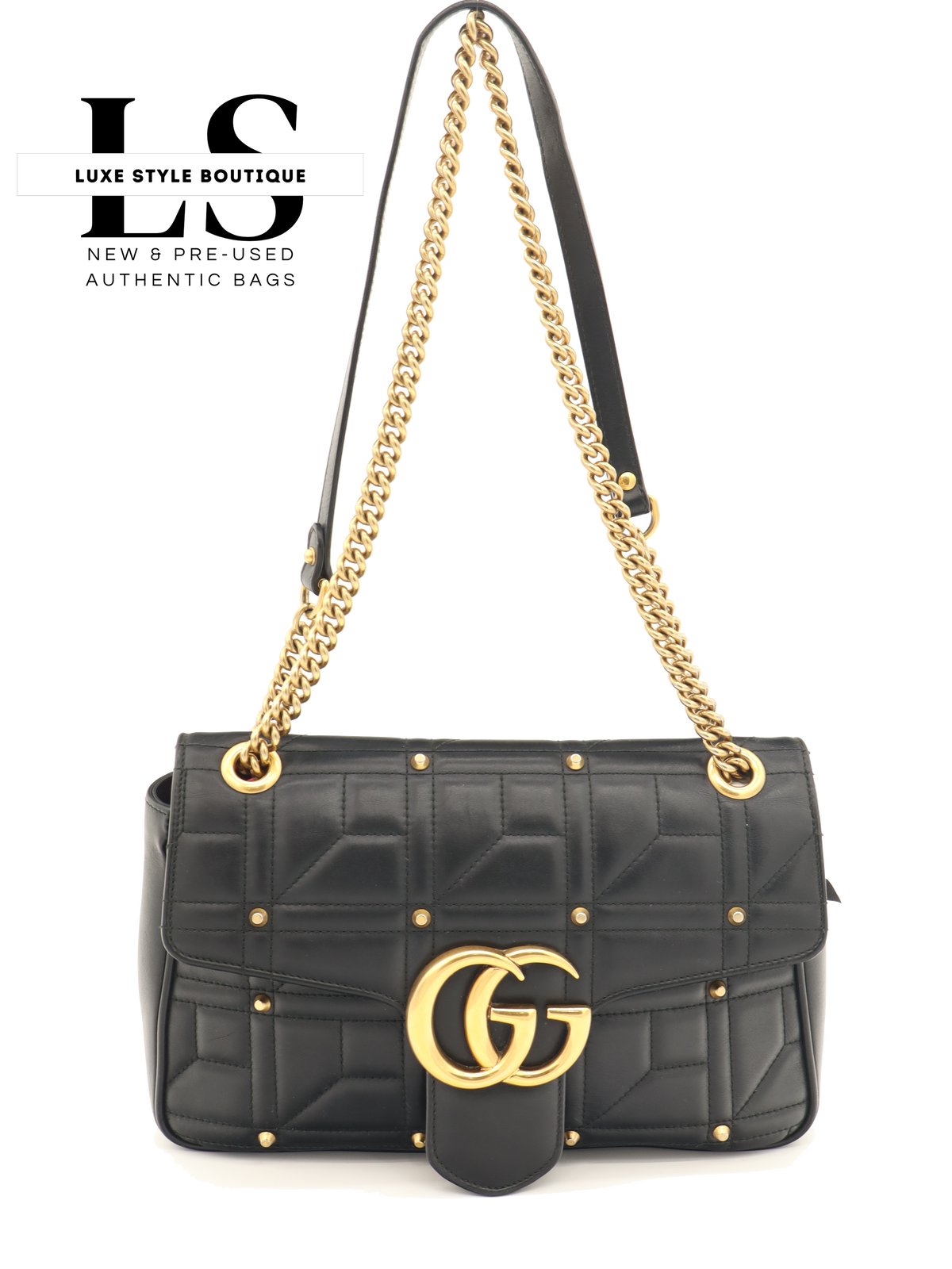 Gucci GG Marmont Studded Matelasse Shoulder