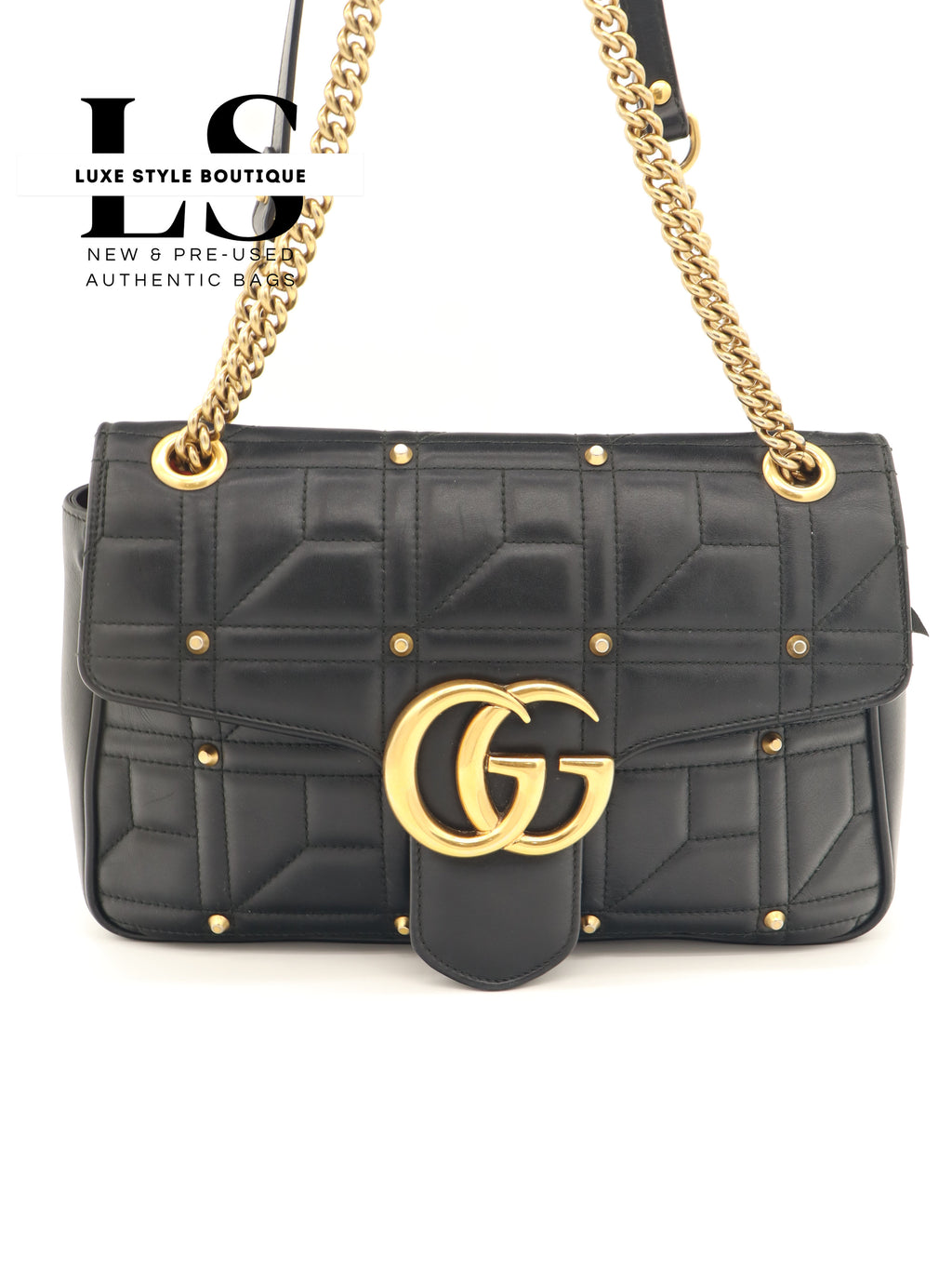 Gucci GG Marmont Studded Matelasse Shoulder
