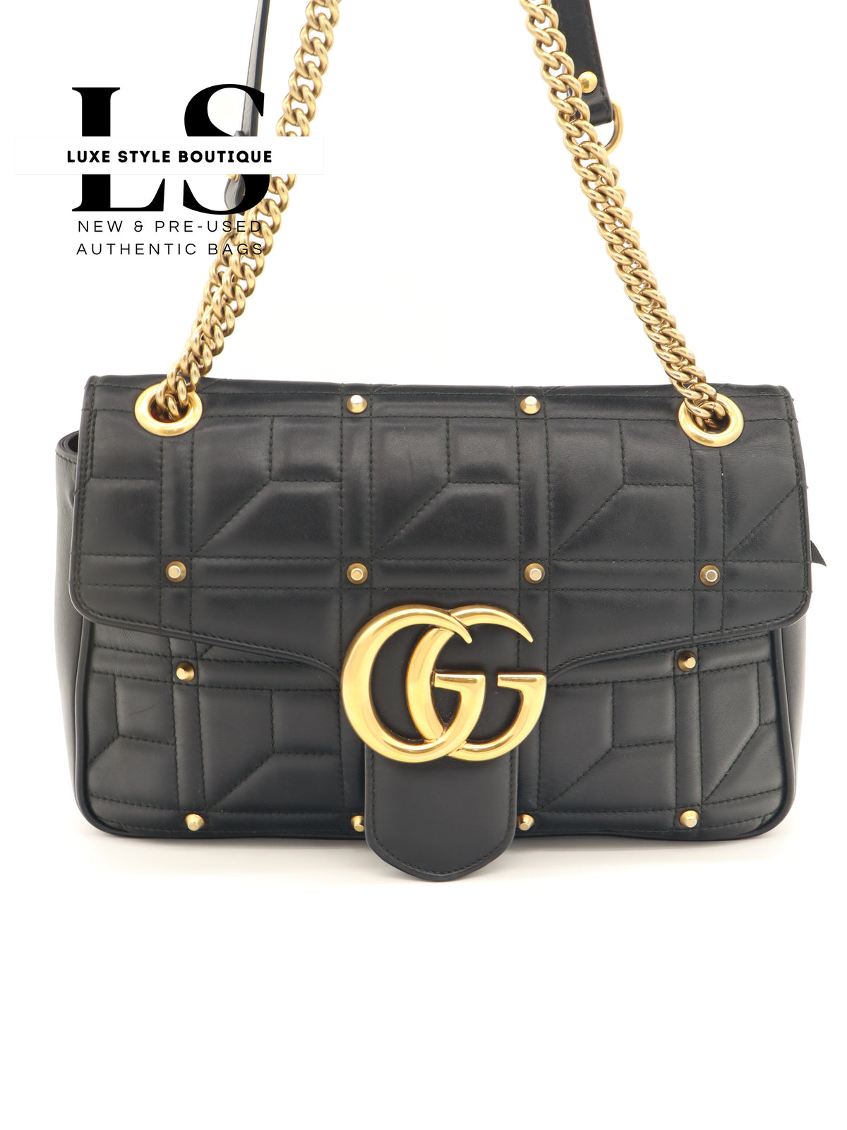 Gucci GG Marmont Studded Matelasse Shoulder