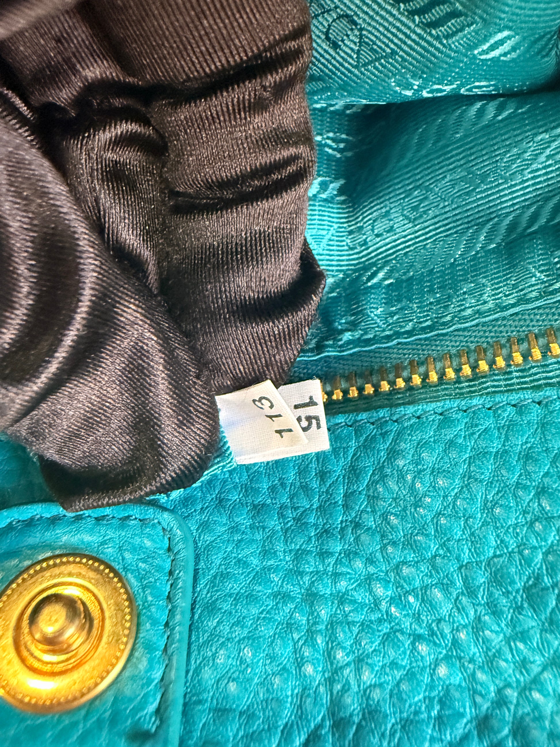 Prada Vitello Daino Side Pocket Tote Blue