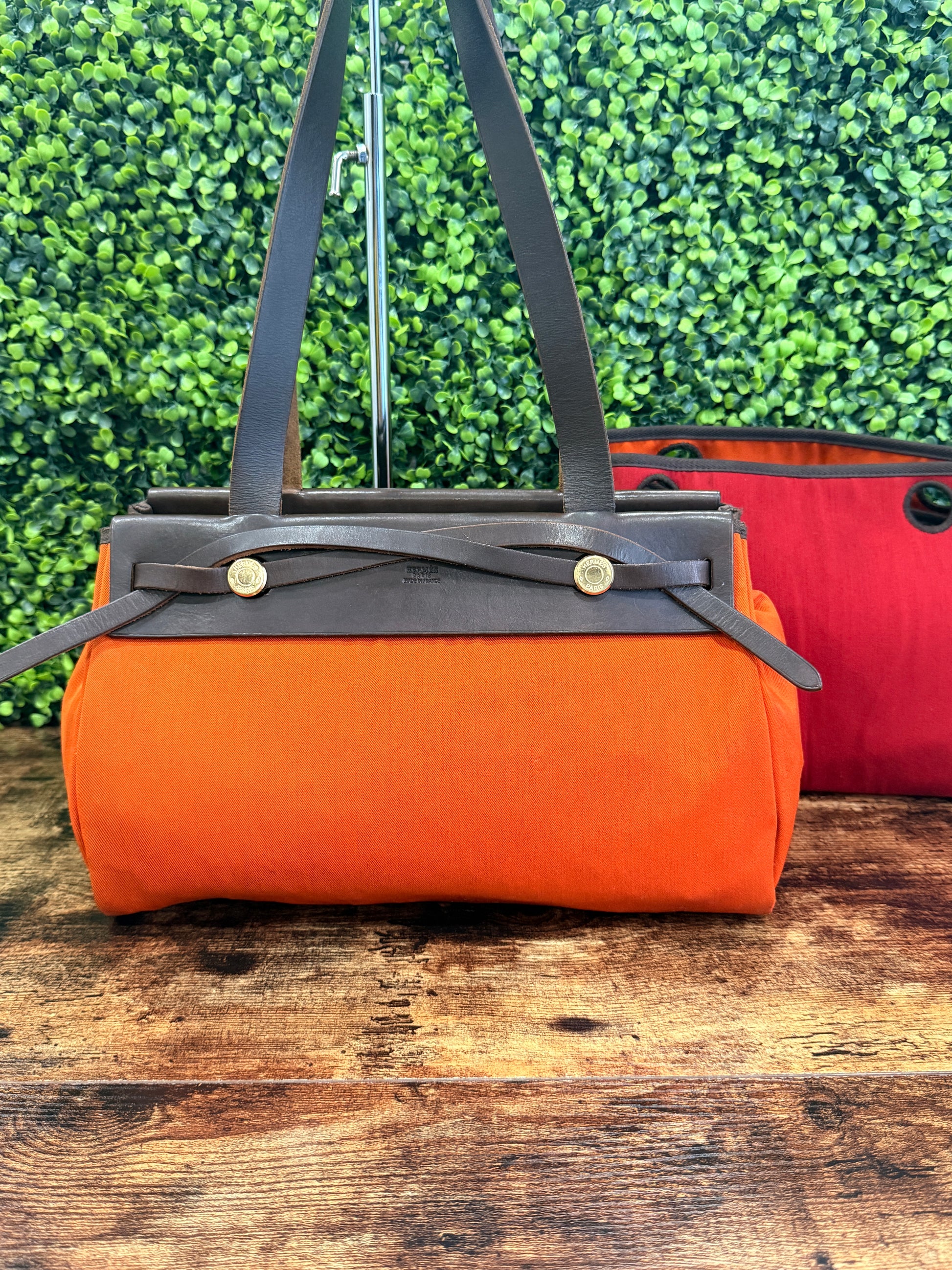 Hermes Herbag Cabas PM Orange x Red